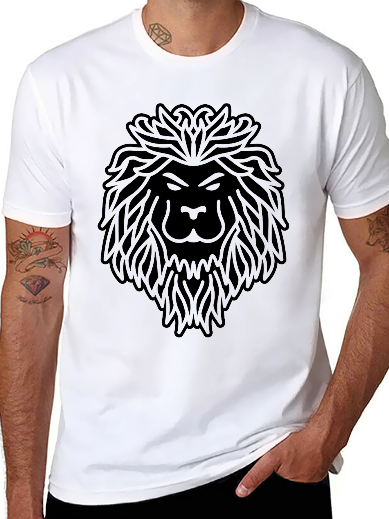 Lion Graphic Tee - Modern Mens Black T-Shirt