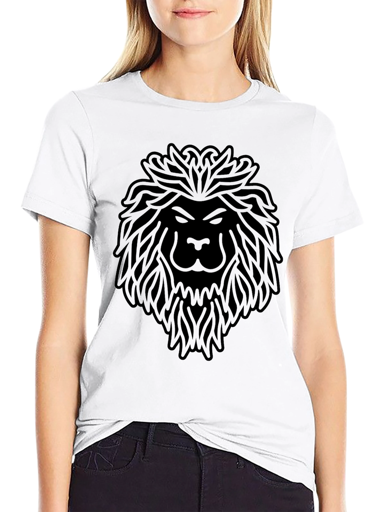 Lion Graphic Tee - Modern Mens Black T-Shirt