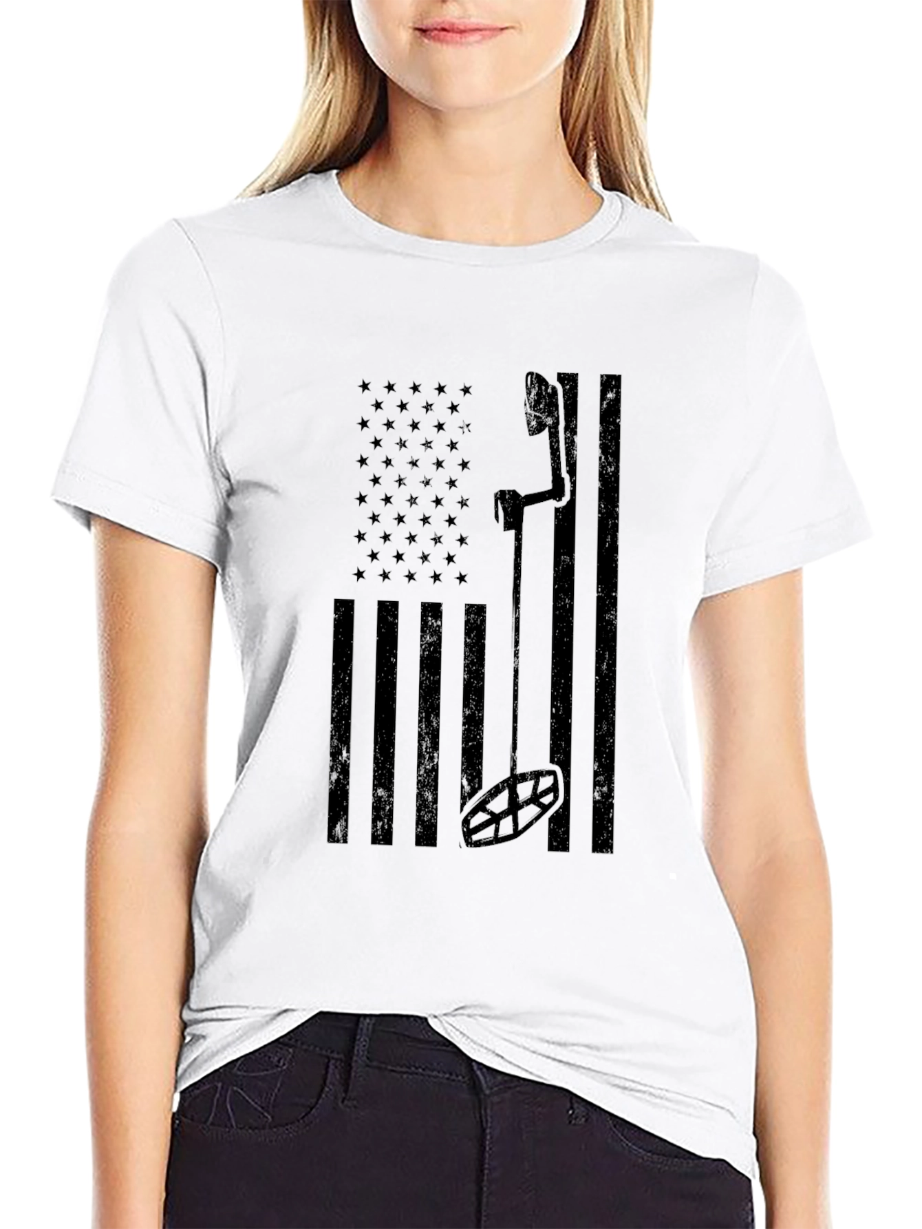 American Flag Bow Hunter T-Shirt - Black