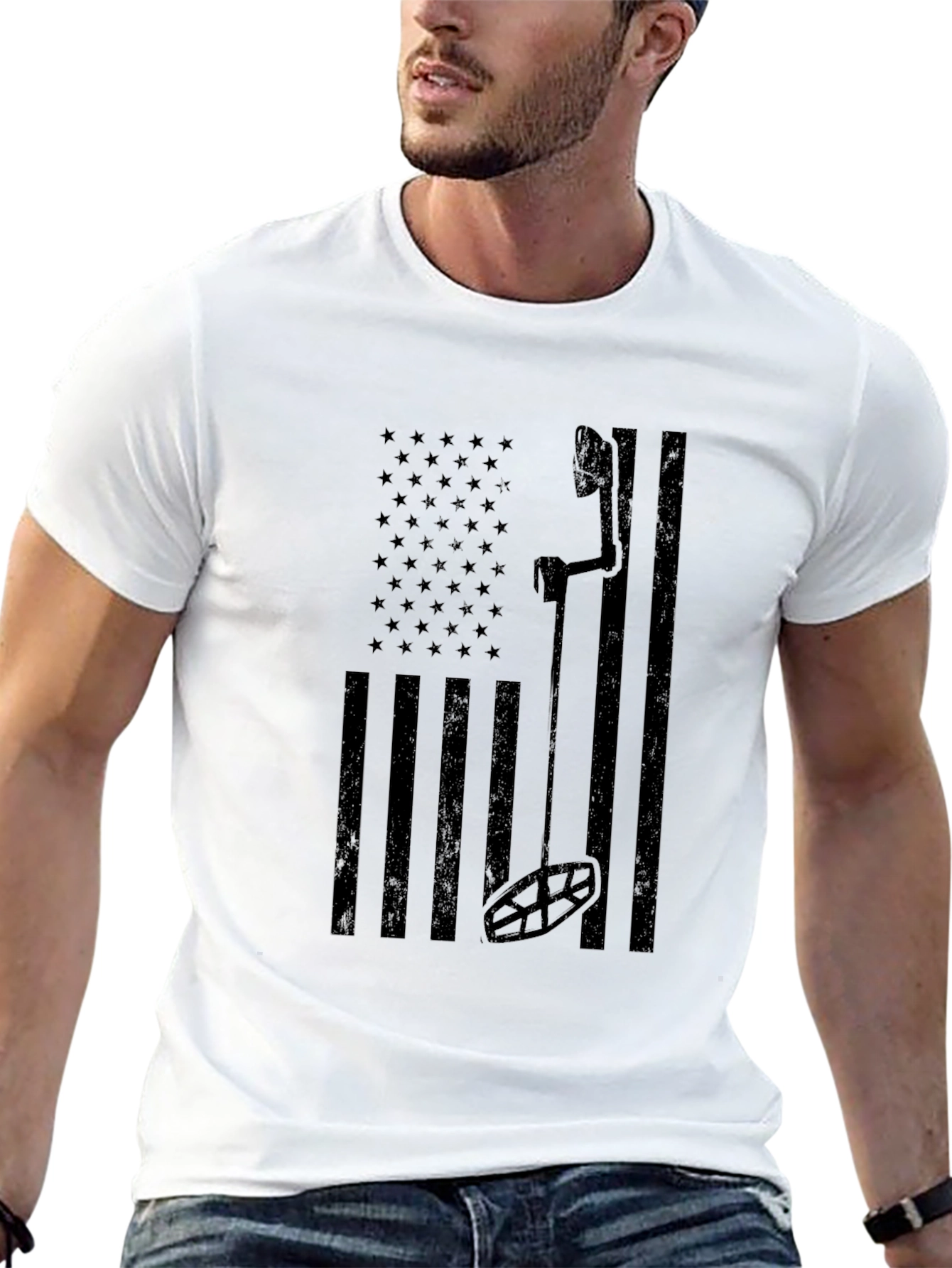 American Flag Bow Hunter T-Shirt - Black