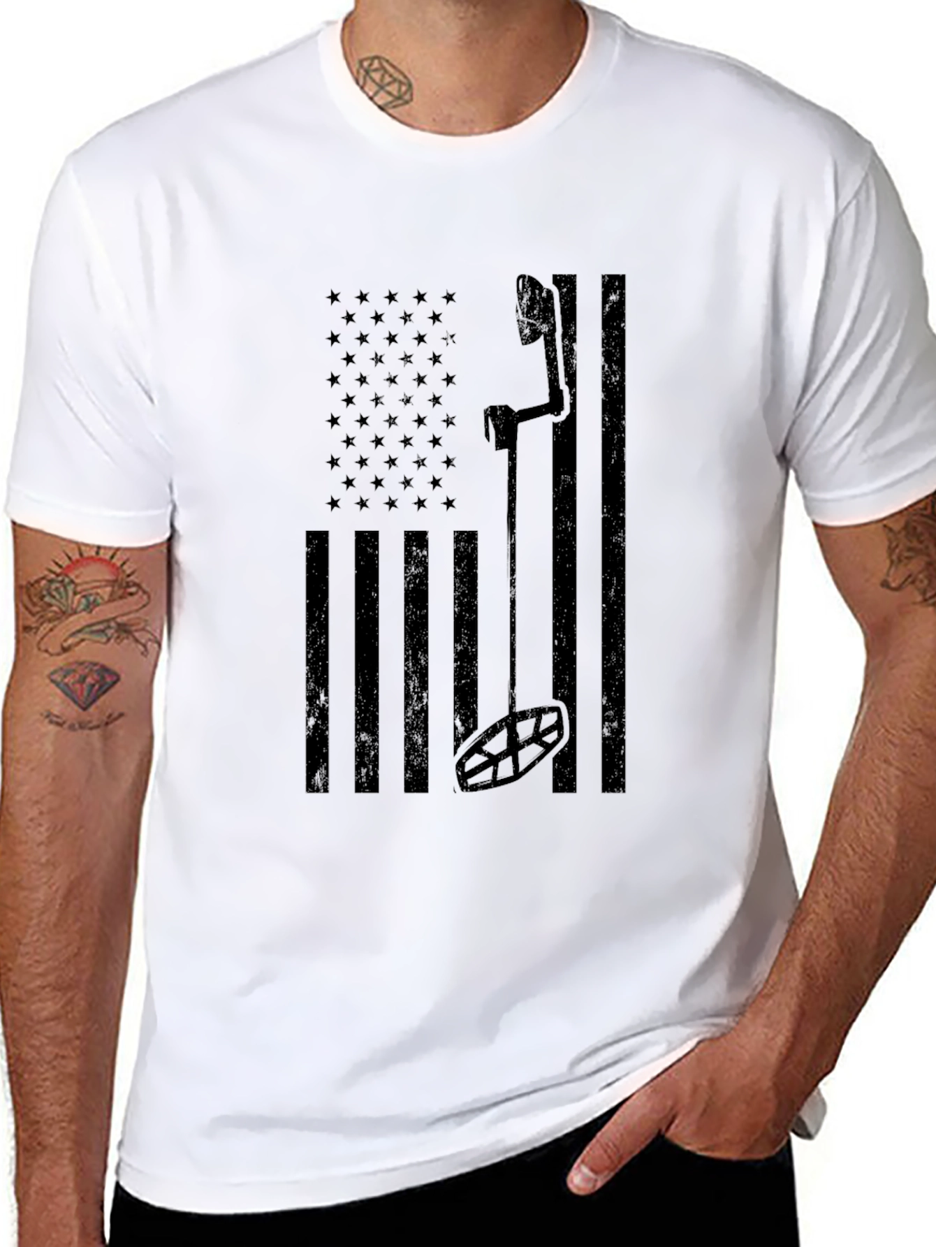 American Flag Bow Hunter T-Shirt - Black