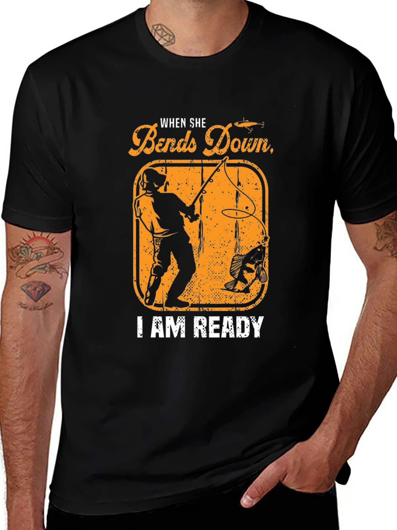 When She Bends Down Fishing T-Shirt