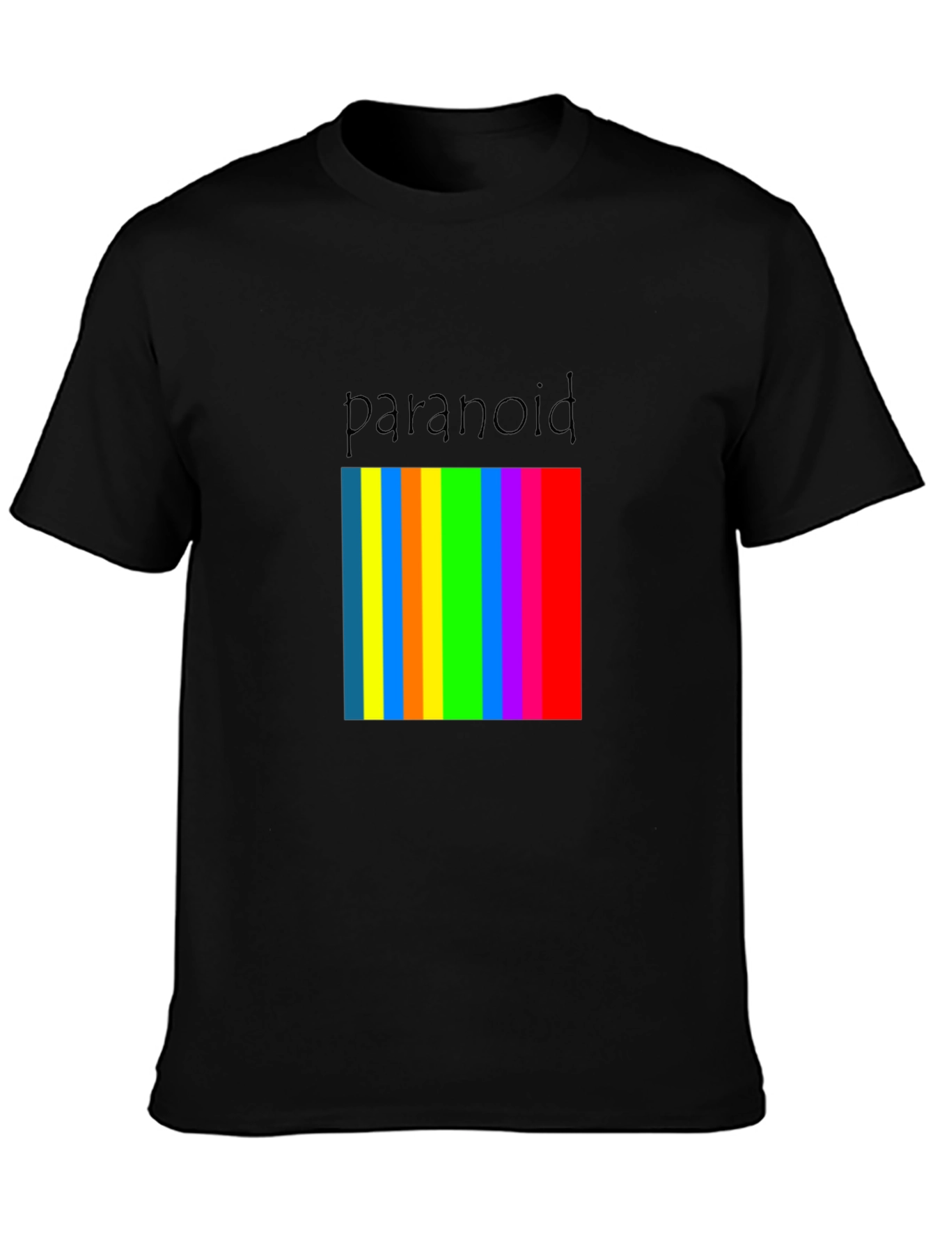 Paranoid Rainbow Stripe Graphic Tee - Black