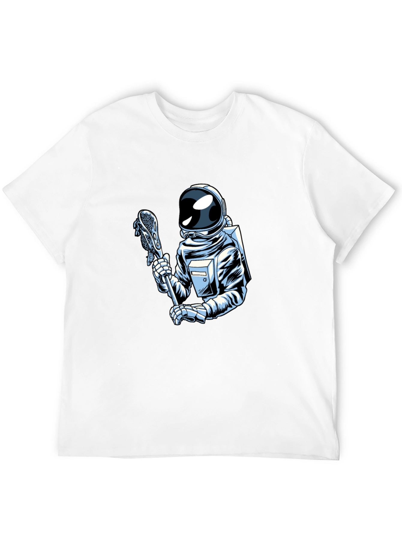 Astronaut Lacrosse Player Graphic T-Shirt - Cool Space Design