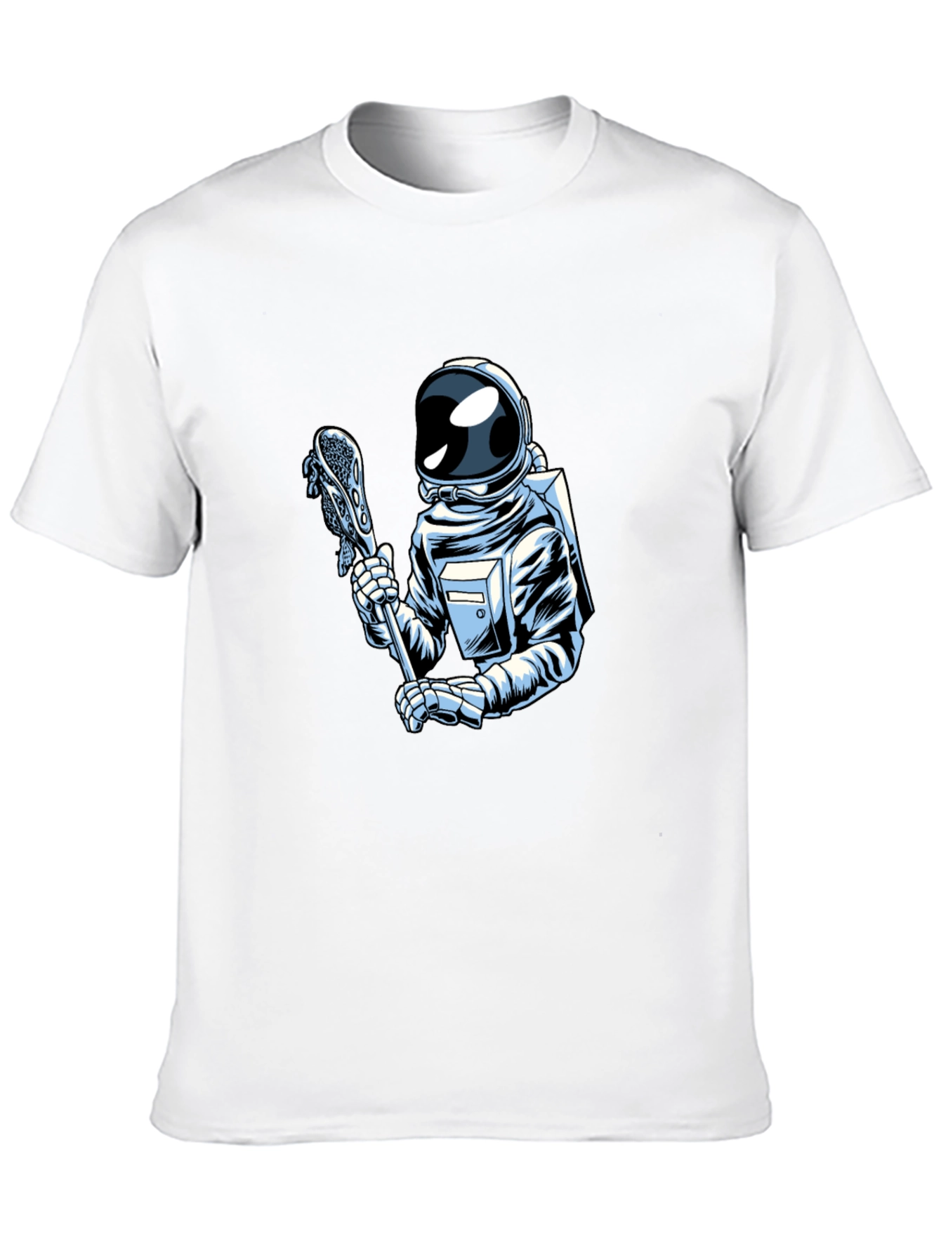 Astronaut Lacrosse Player Graphic T-Shirt - Cool Space Design