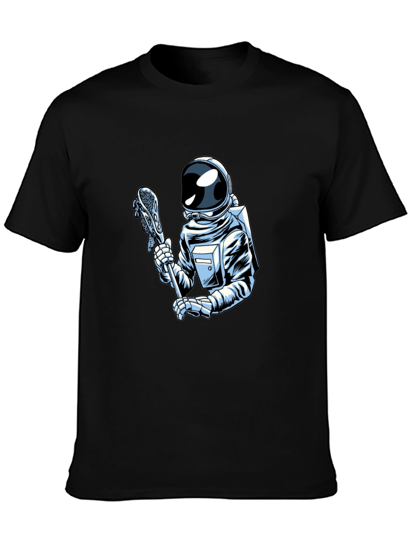 Astronaut Lacrosse Player Graphic T-Shirt - Cool Space Design