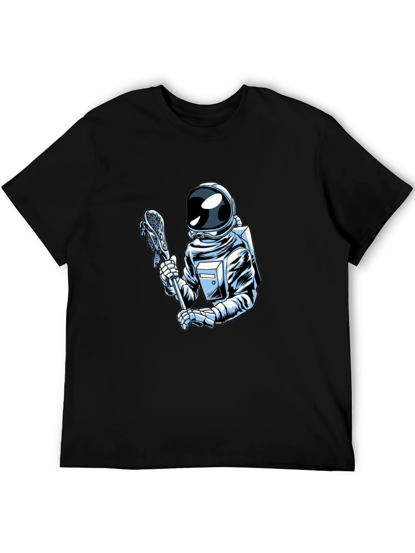 Astronaut Lacrosse Player Graphic T-Shirt - Cool Space Design