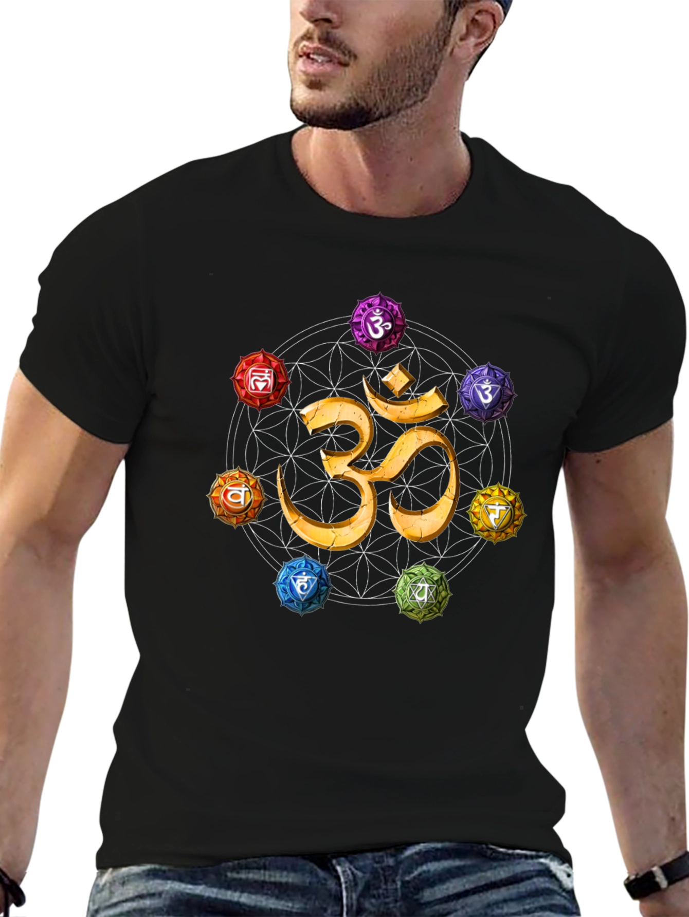 Chakra Symbol T-Shirt - Spiritual Om Design
