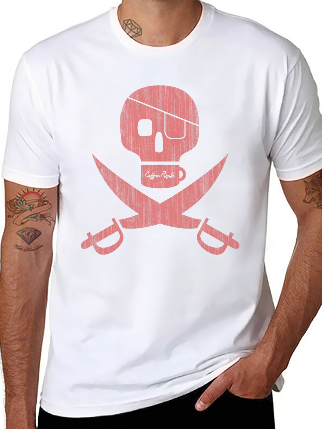 Coffee Pirate Skull T-Shirt - Dark Humor Tee
