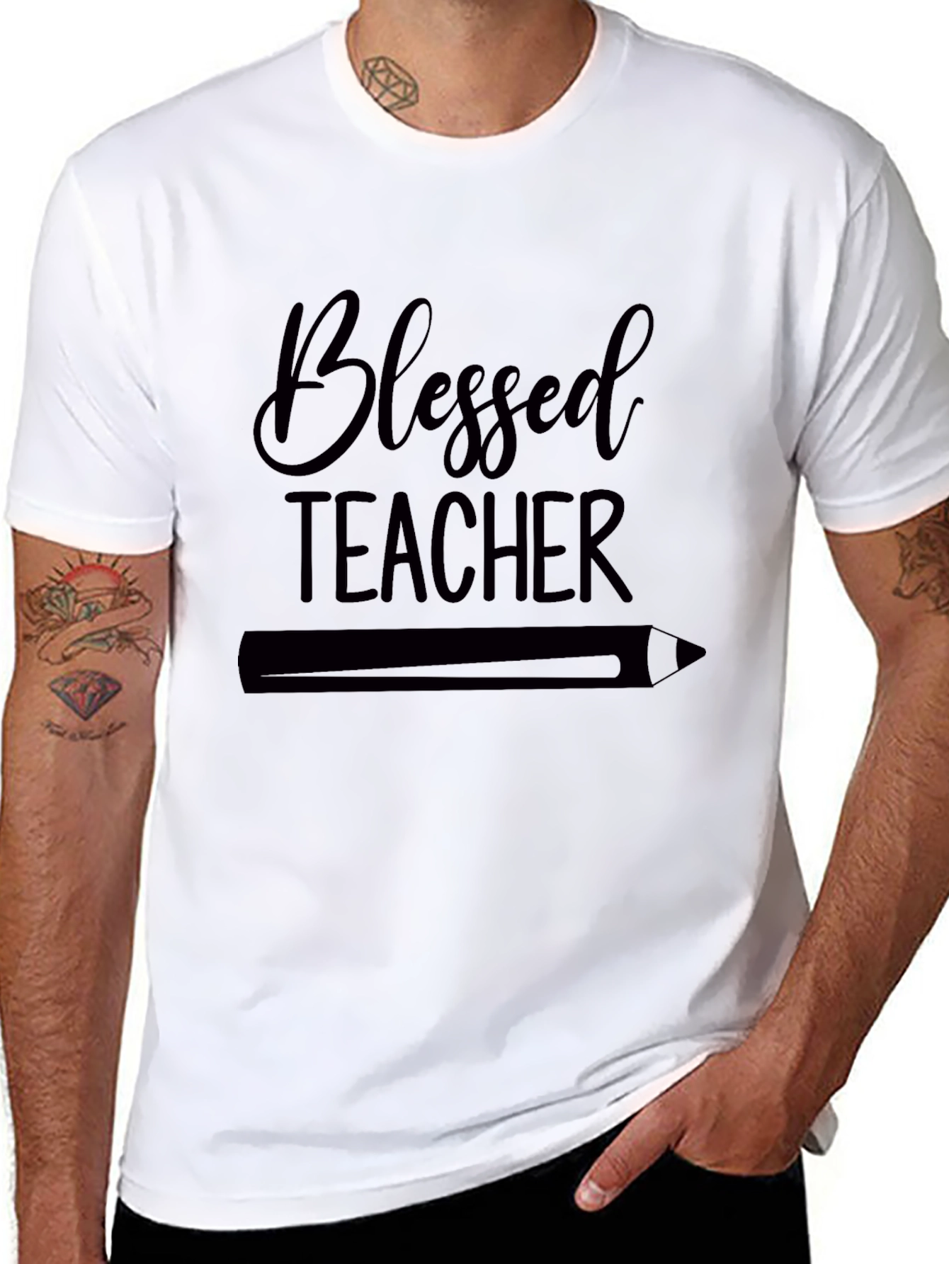 Blessed Teacher T-Shirt - Black Cotton Blend