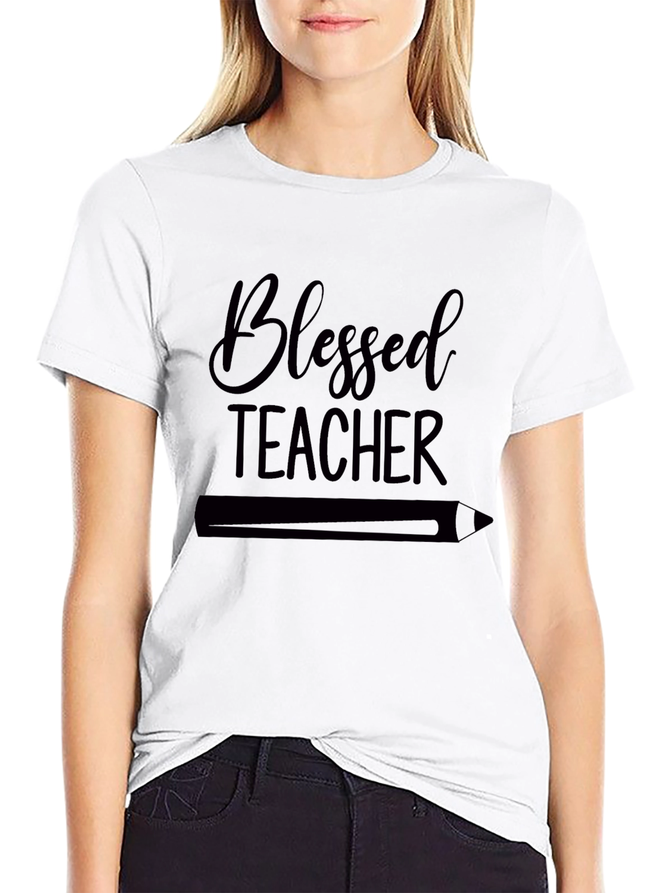 Blessed Teacher T-Shirt - Black Cotton Blend