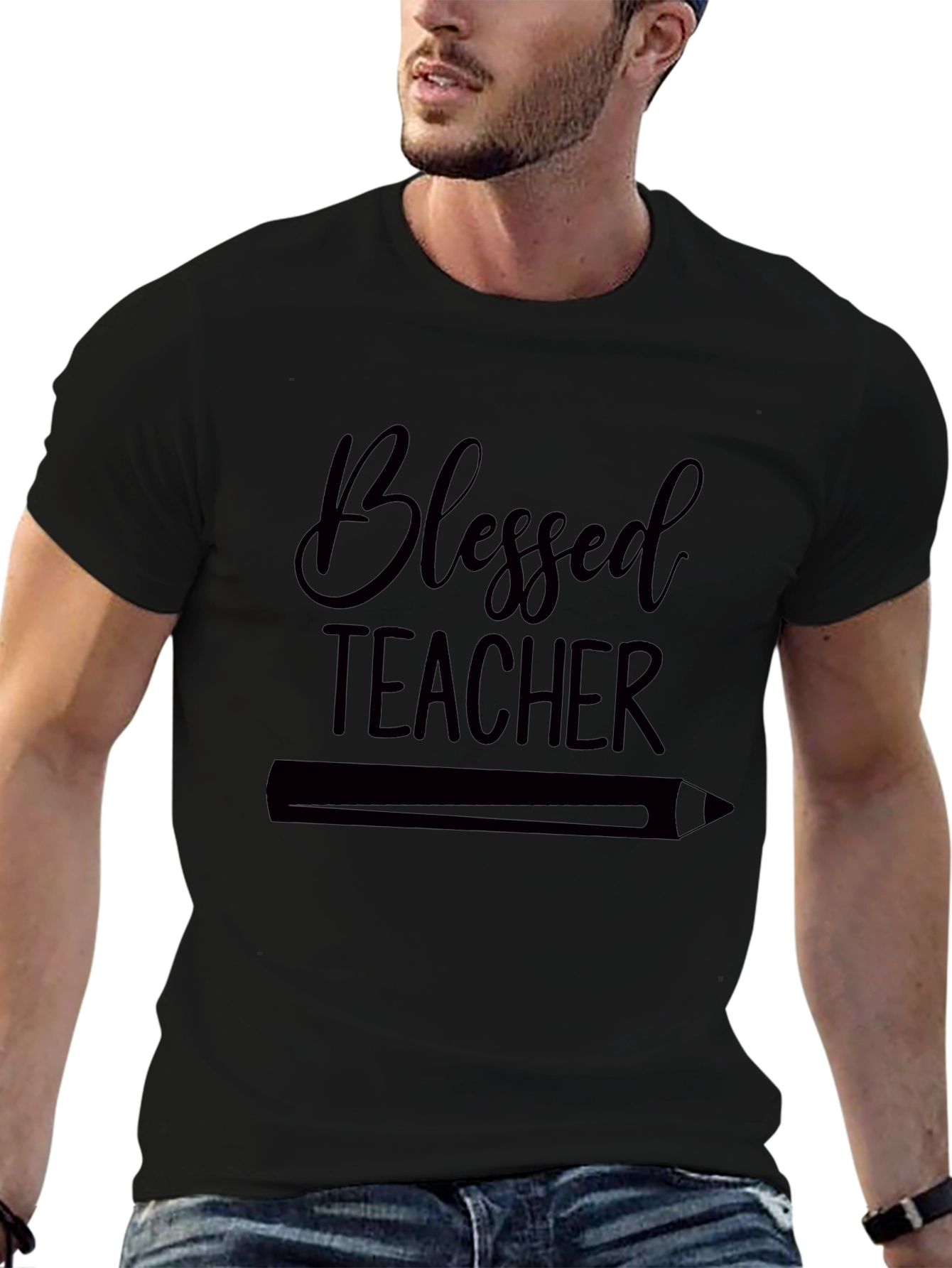 Blessed Teacher T-Shirt - Black Cotton Blend