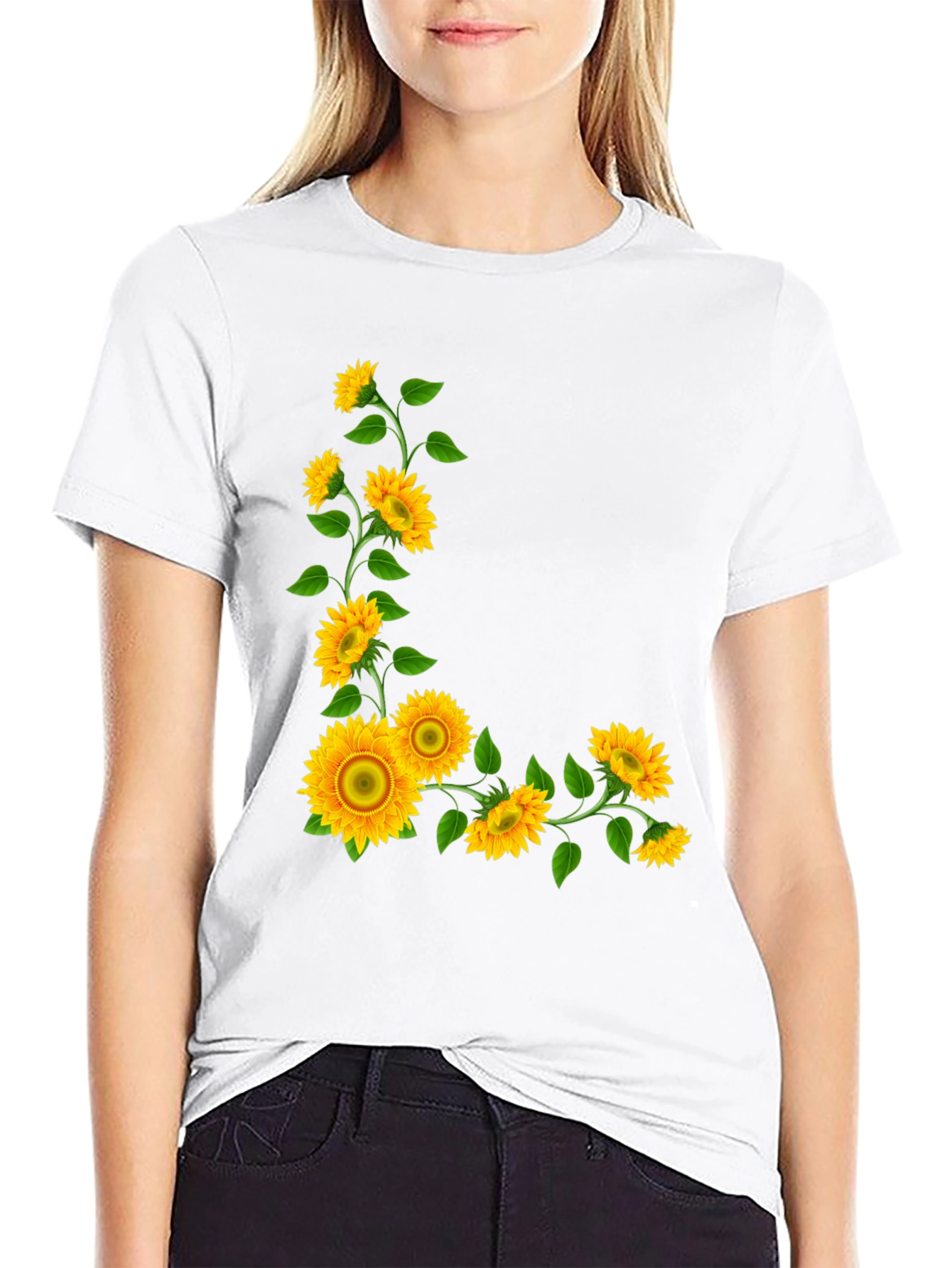 Sunflower Graphic Tee - Black Casual T-Shirt