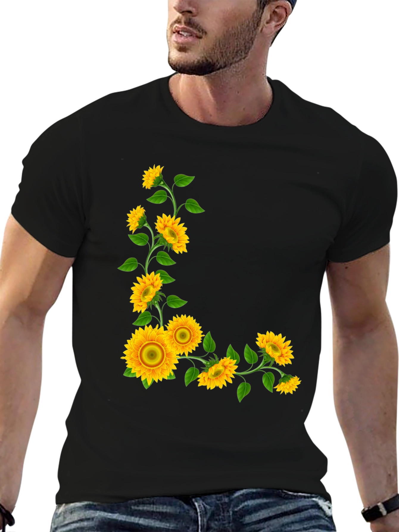 Sunflower Graphic Tee - Black Casual T-Shirt