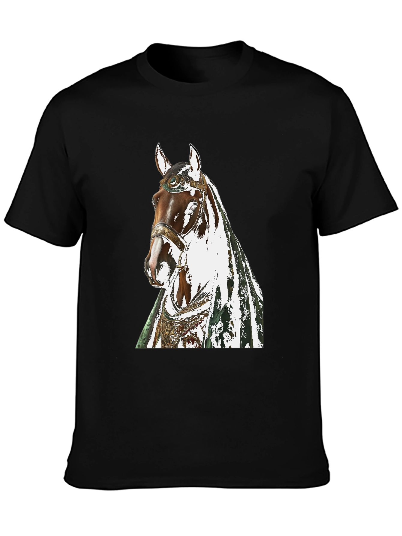 Horse Graphic Tee - Black Cotton T-Shirt