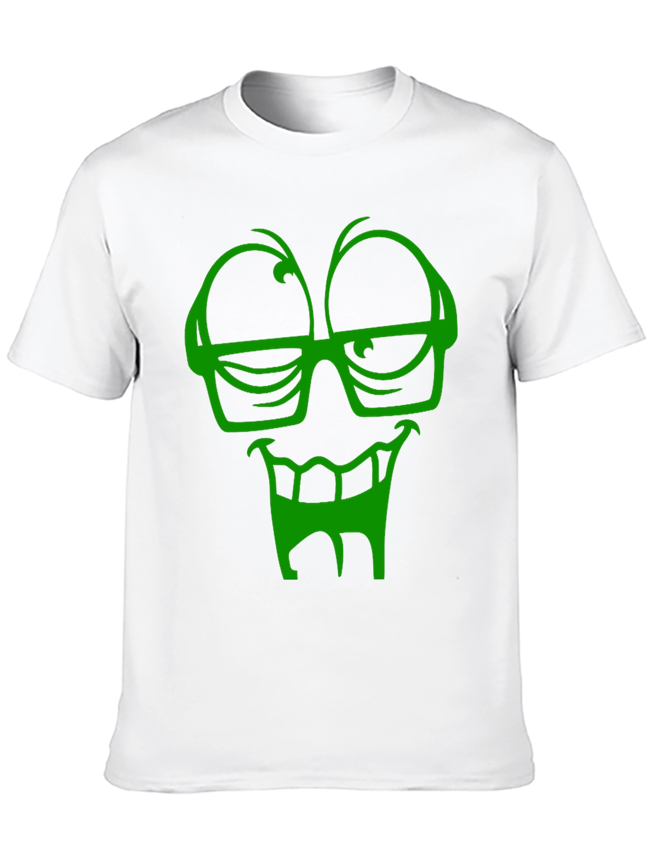 Funky Green Face Graphic Black T-Shirt