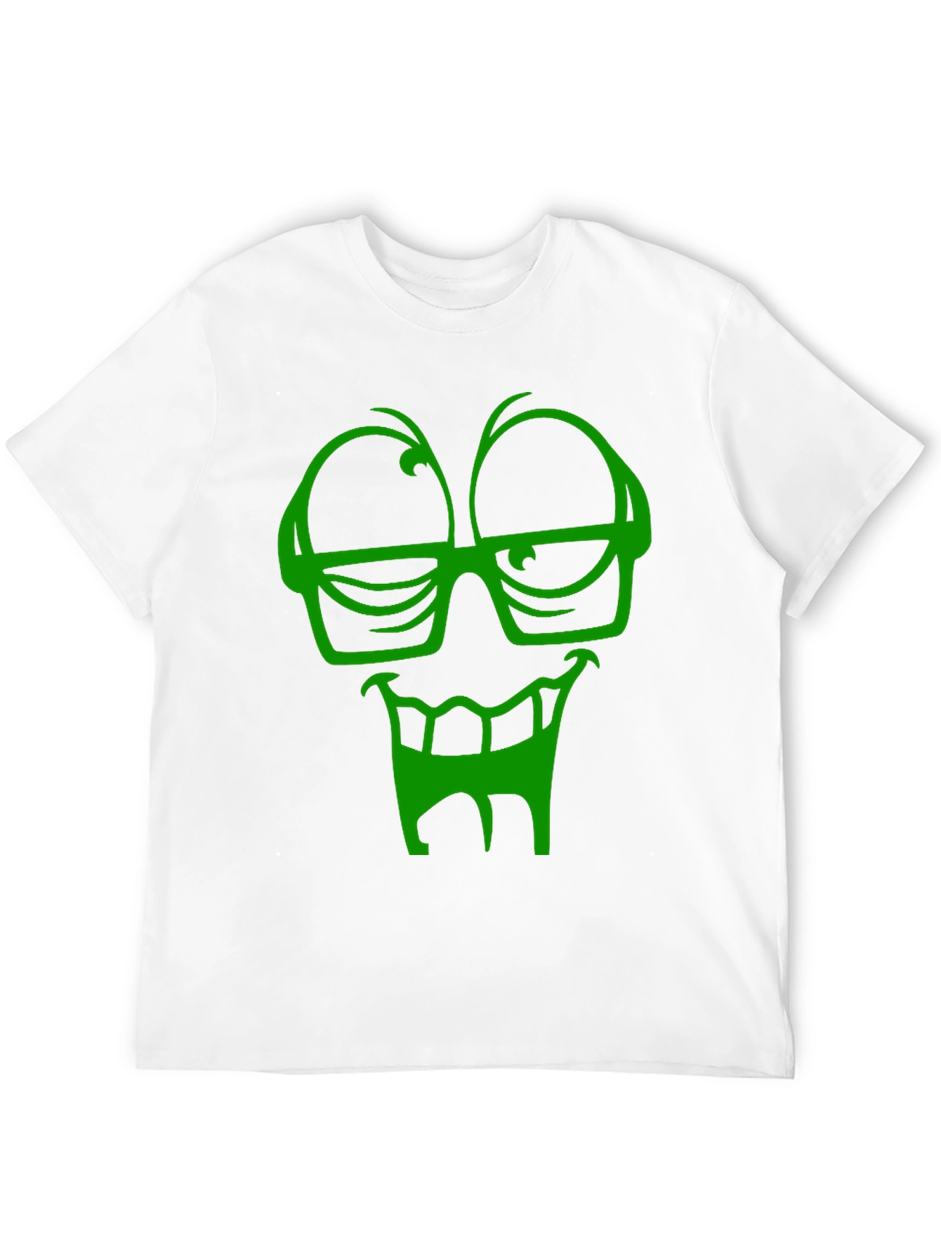 Funky Green Face Graphic Black T-Shirt