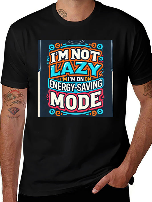 Energy Saving Mode Graphic Tee - Lazy Humor T-Shirt