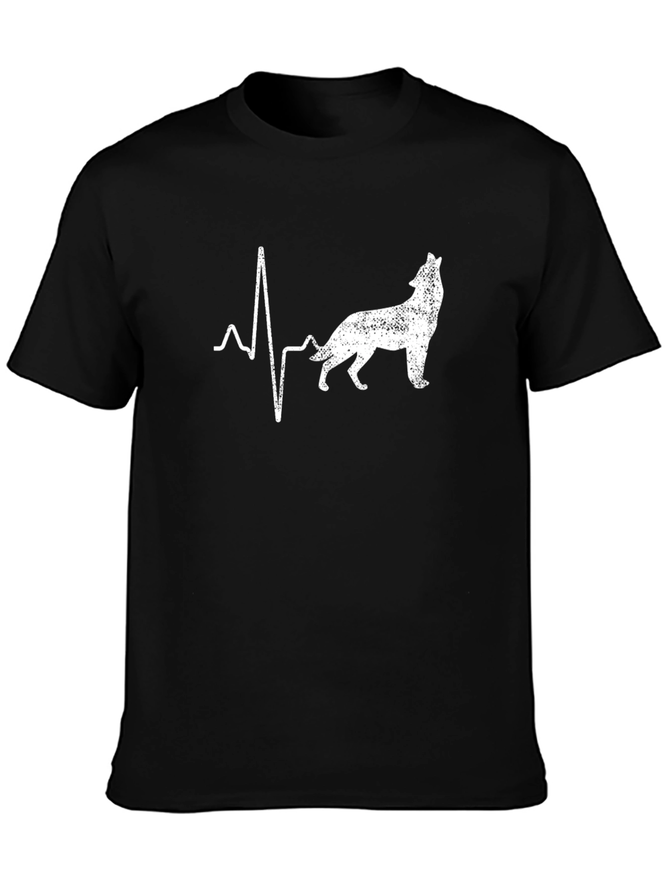 Wolf Heartbeat T-Shirt - Black Animal Graphic Tee