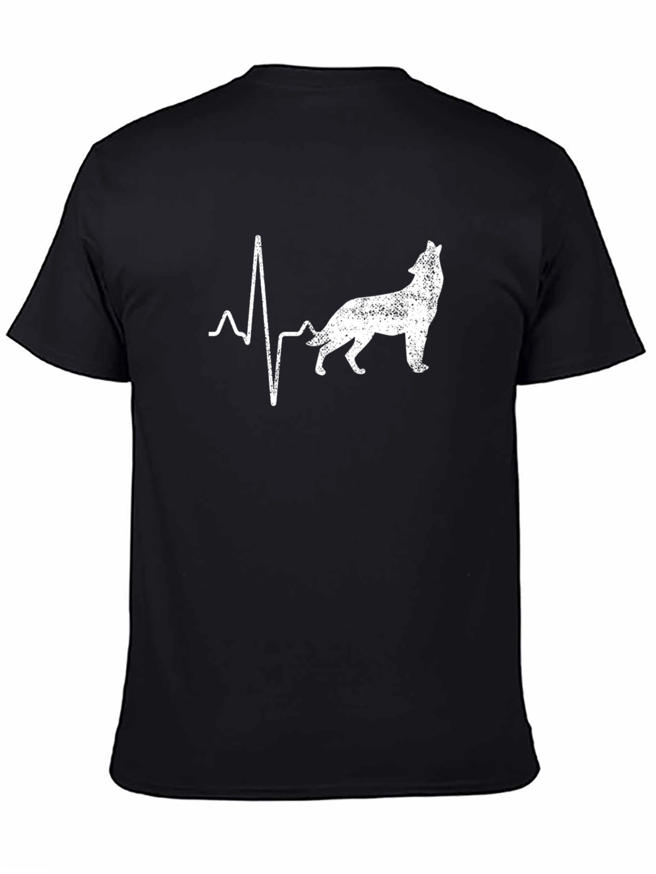 Wolf Heartbeat T-Shirt - Black Animal Graphic Tee