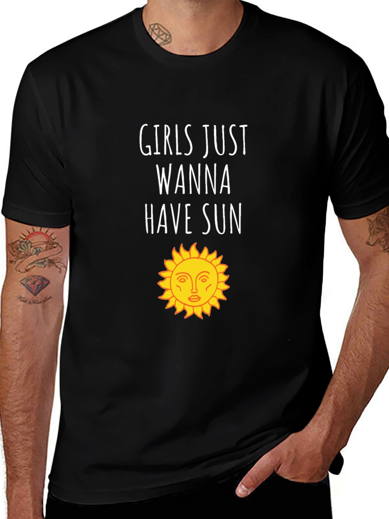 Girls Just Wanna Have Sun Graphic Tee - Black