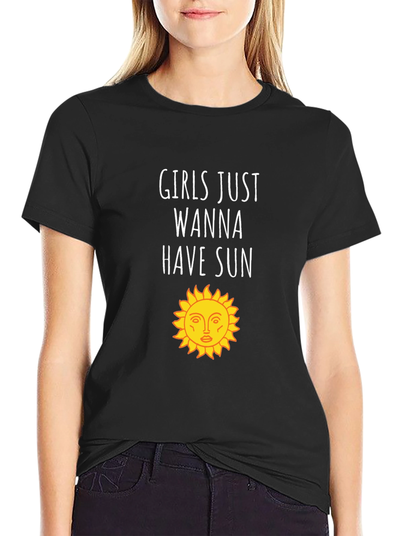 Girls Just Wanna Have Sun Graphic Tee - Black