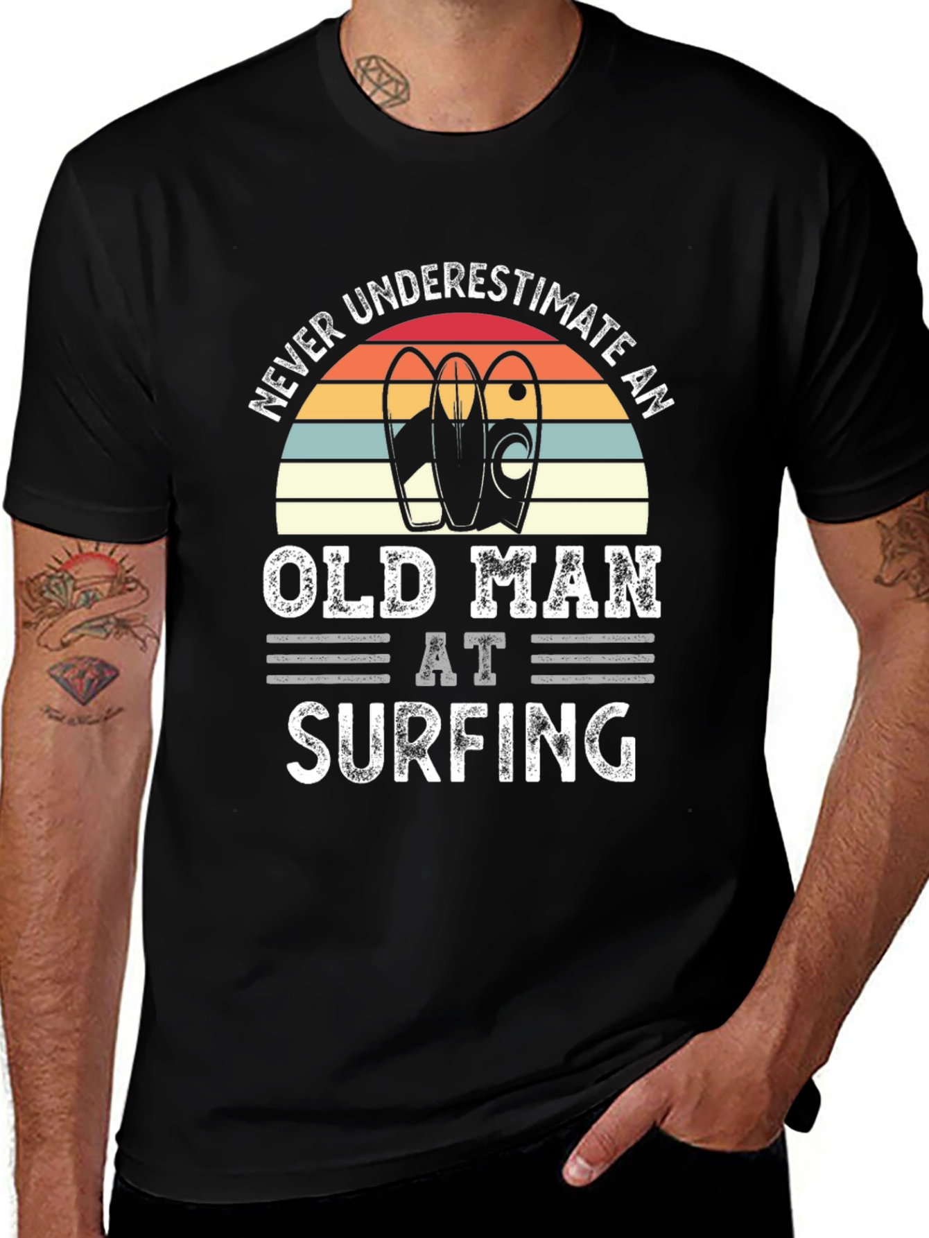 Never Underestimate Old Man Surfing T-Shirt