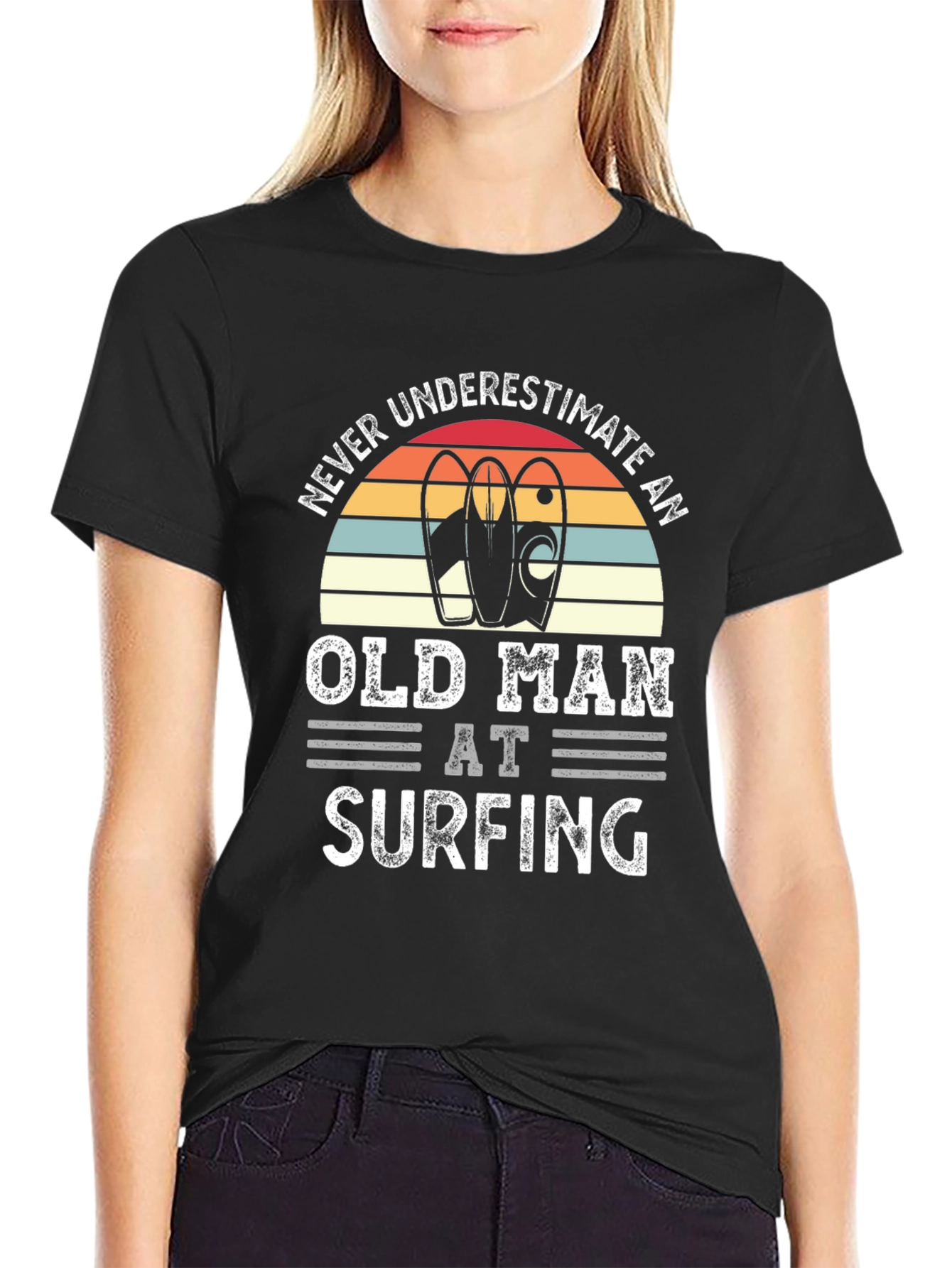 Never Underestimate Old Man Surfing T-Shirt