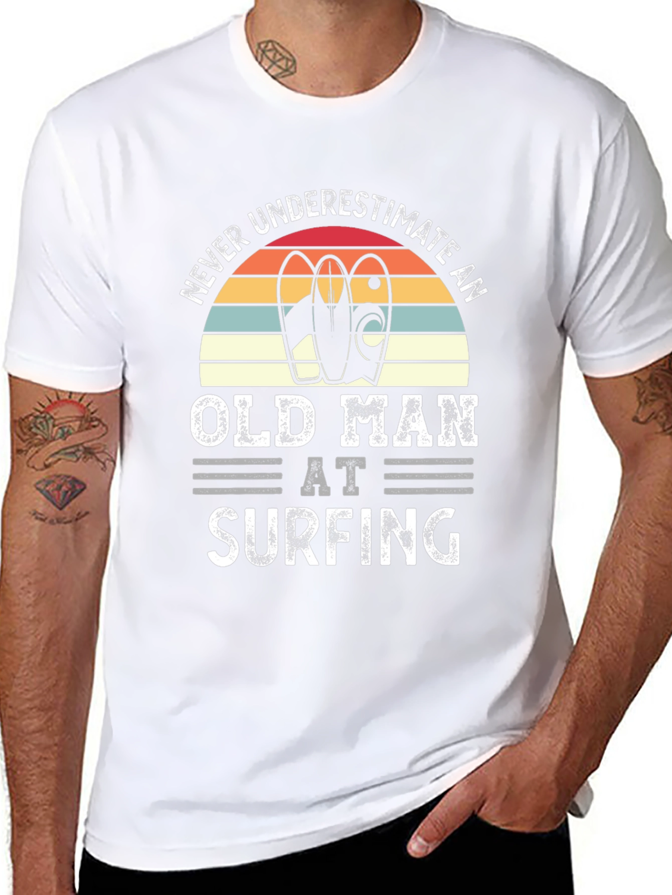 Never Underestimate Old Man Surfing T-Shirt