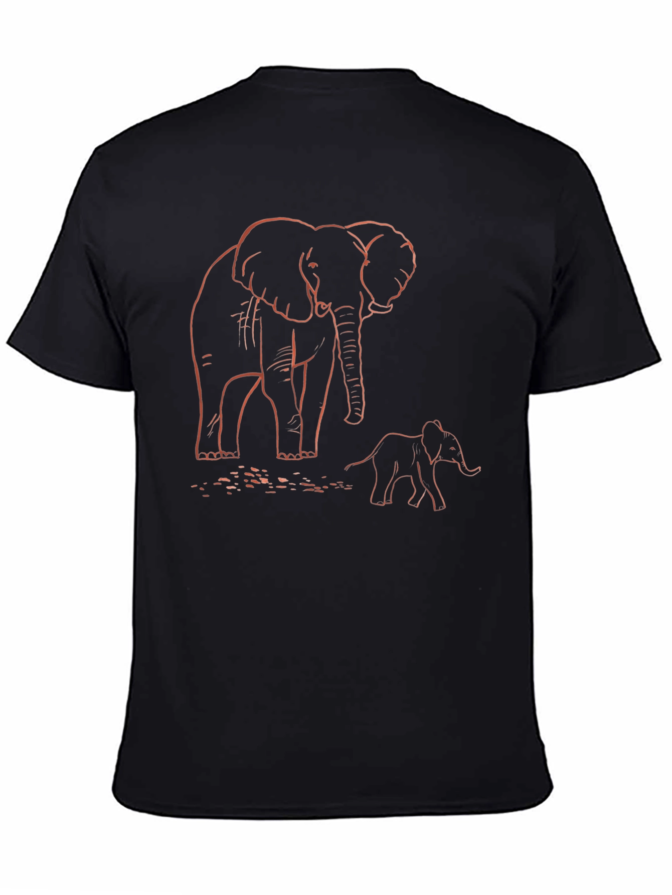 Elephant Family Graphic T-Shirt - Black