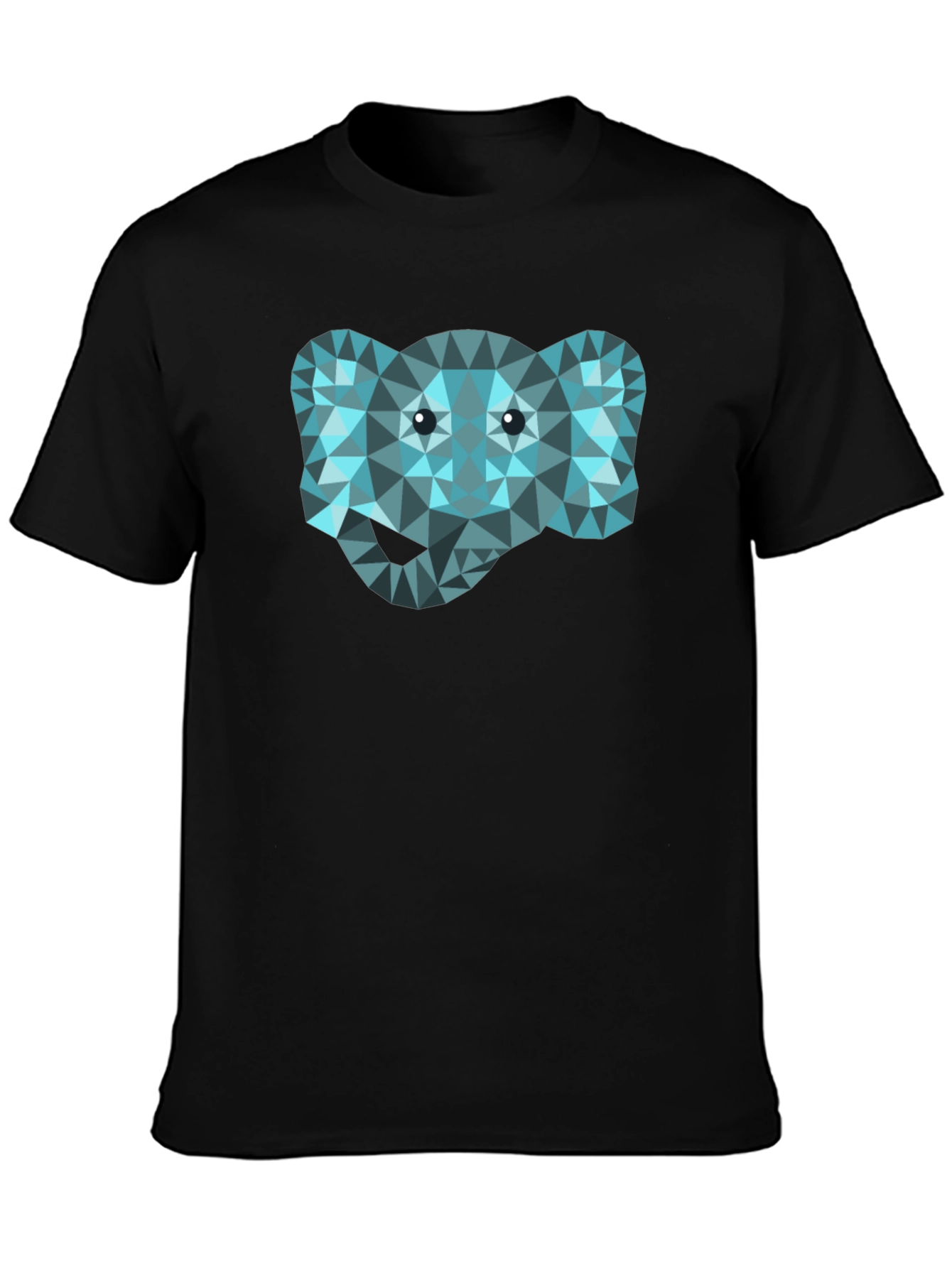 Geometric Elephant Graphic Black T-Shirt