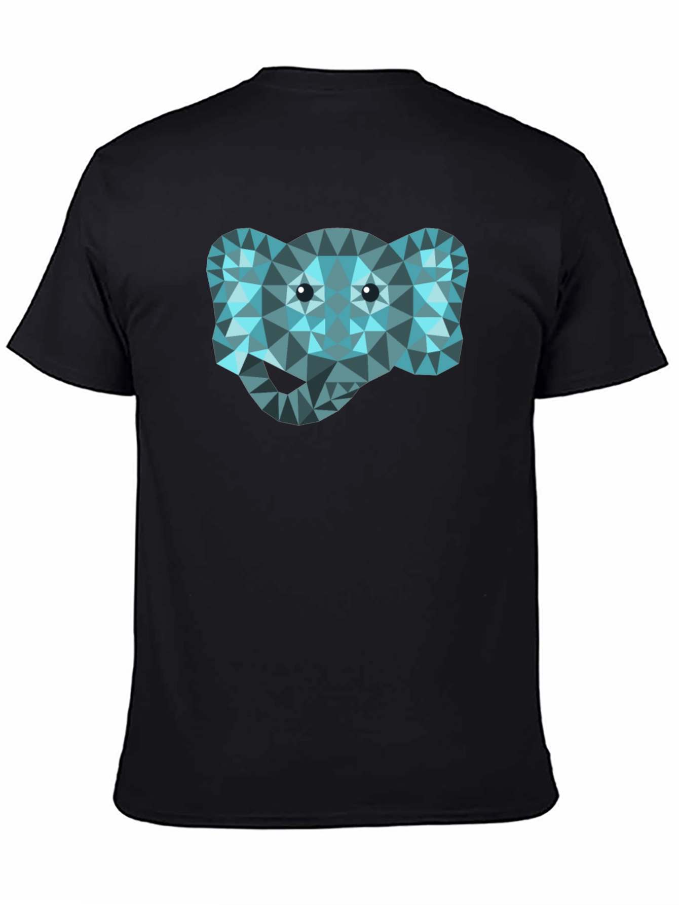 Geometric Elephant Graphic Black T-Shirt