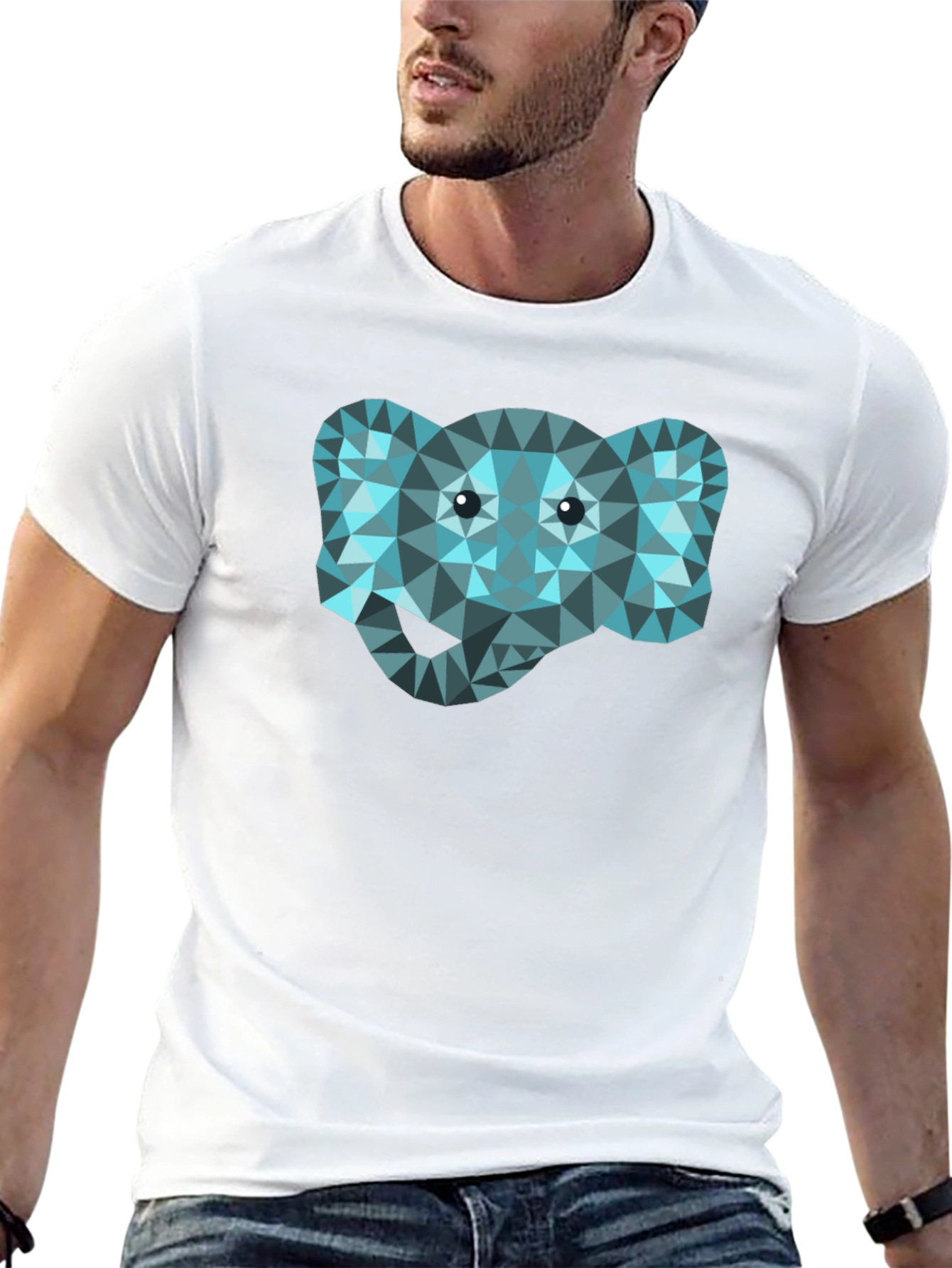 Geometric Elephant Graphic Black T-Shirt