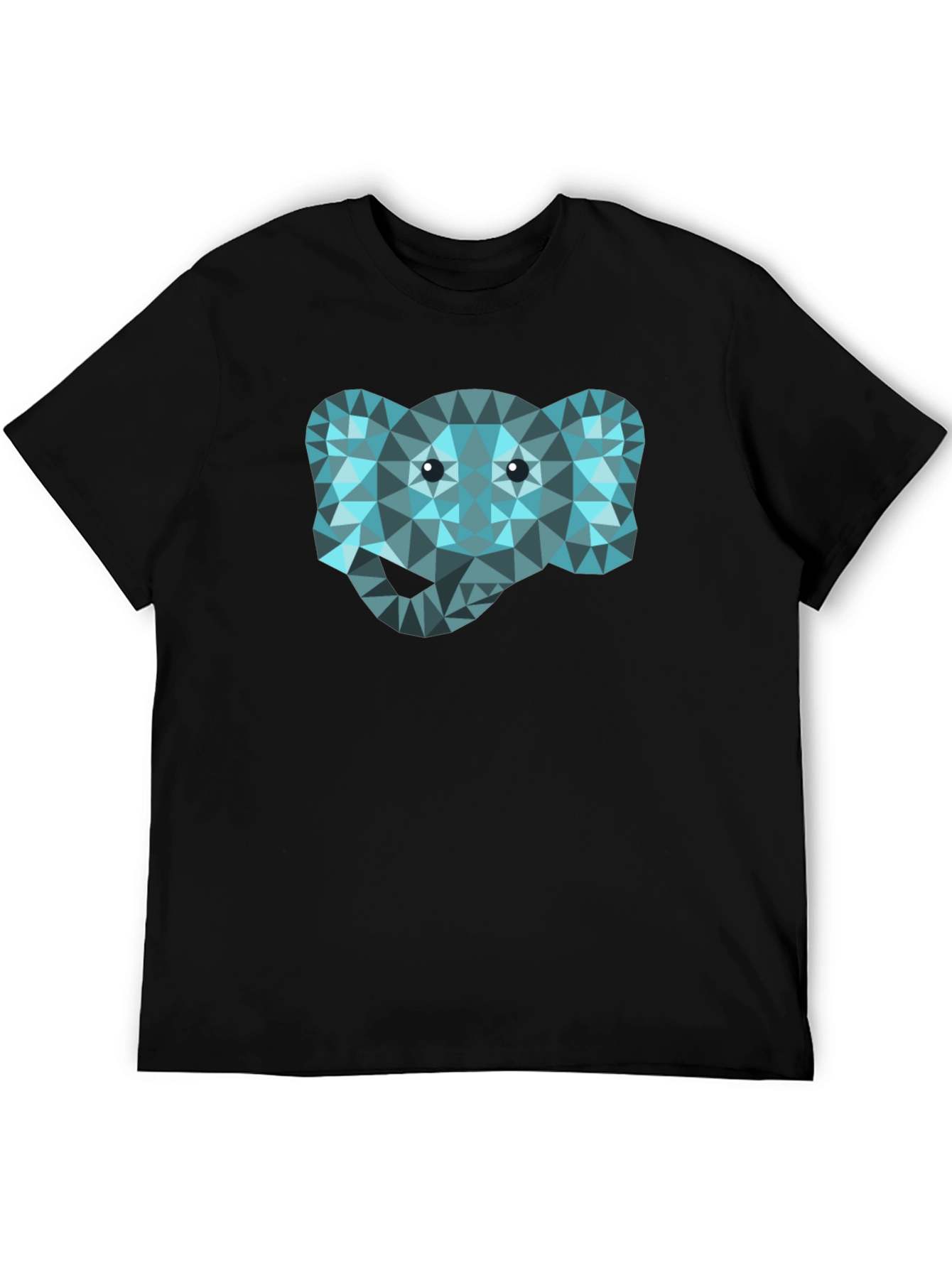 Geometric Elephant Graphic Black T-Shirt
