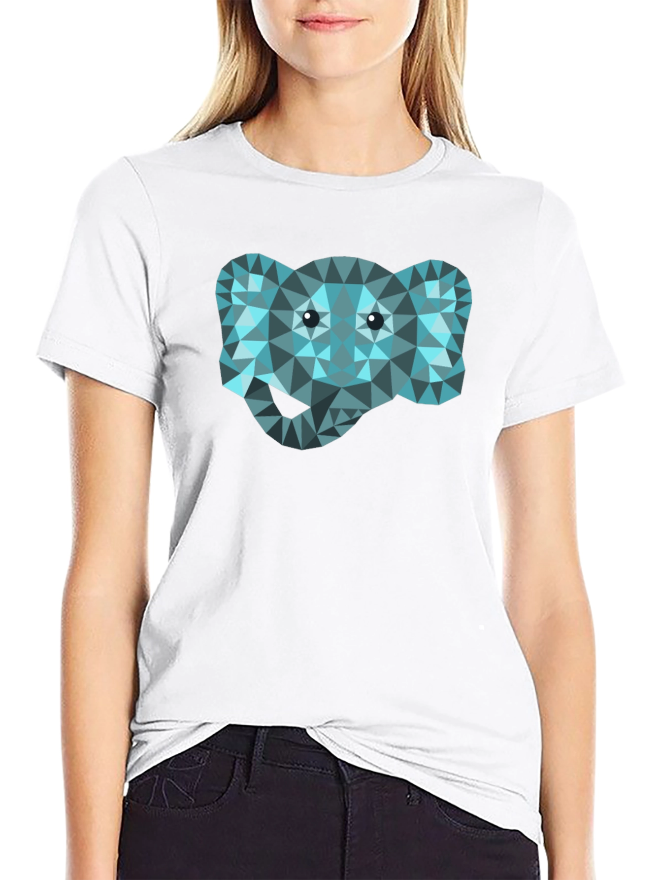 Geometric Elephant Graphic Black T-Shirt