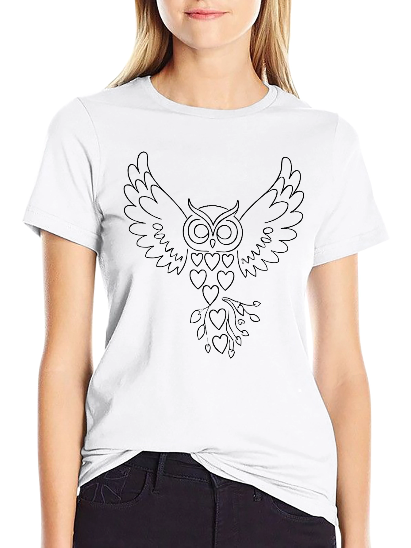 Owl Heart Graphic Tee - Mens Black T-Shirt