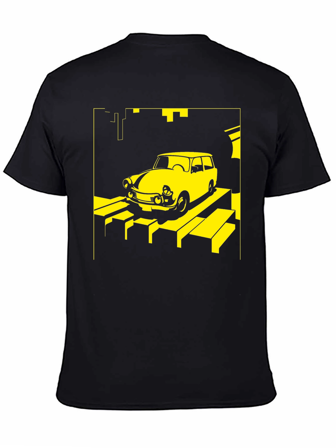 Retro Car T-Shirt - Yellow on Black