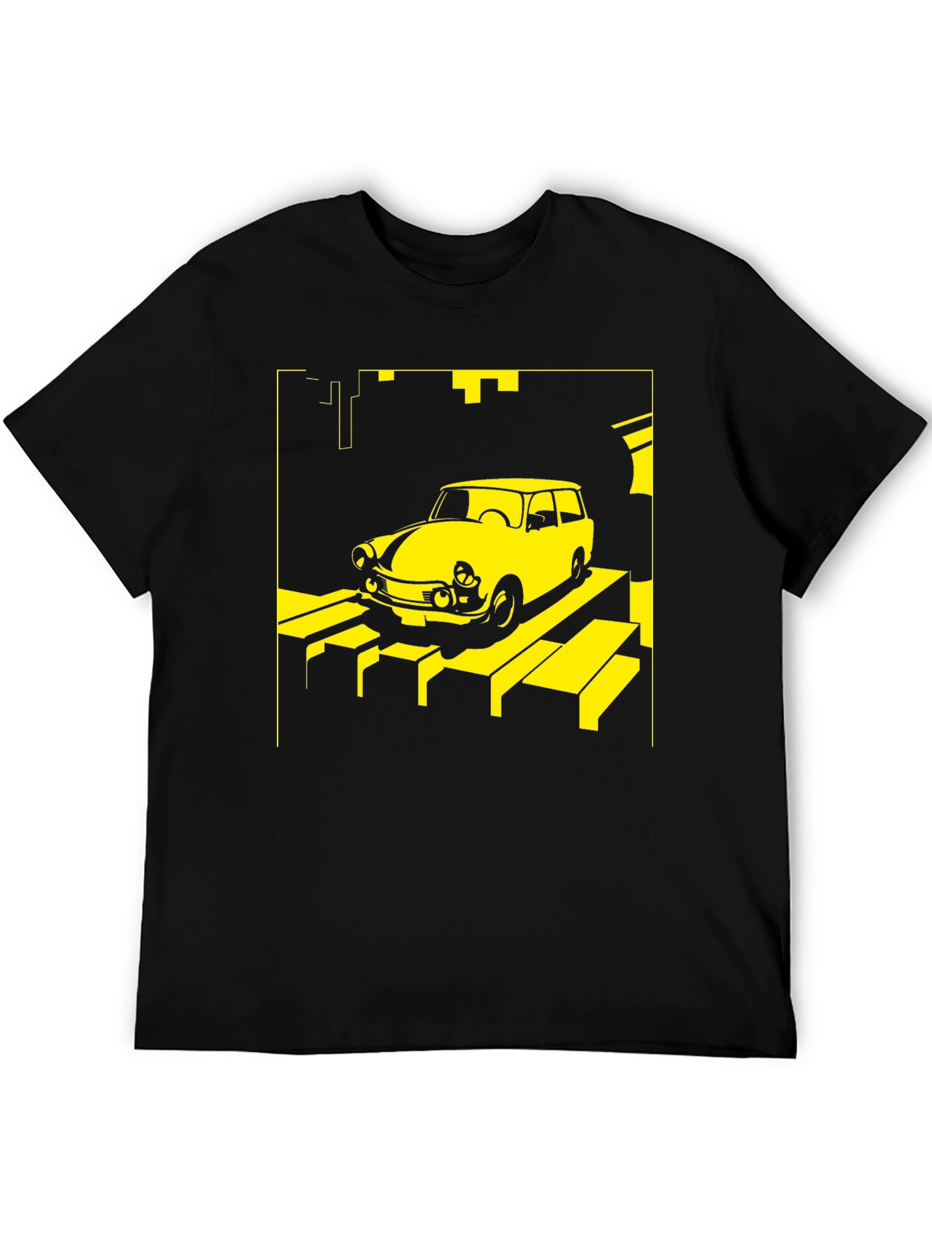 Retro Car T-Shirt - Yellow on Black