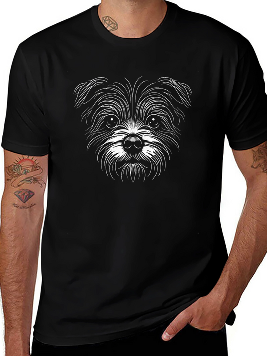 Cute Dog Sketch Graphic Tee - Black
