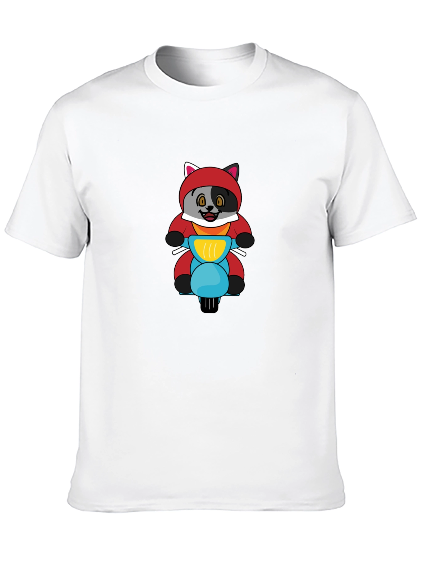 Cartoon Fox on Scooter Mens Black T-Shirt