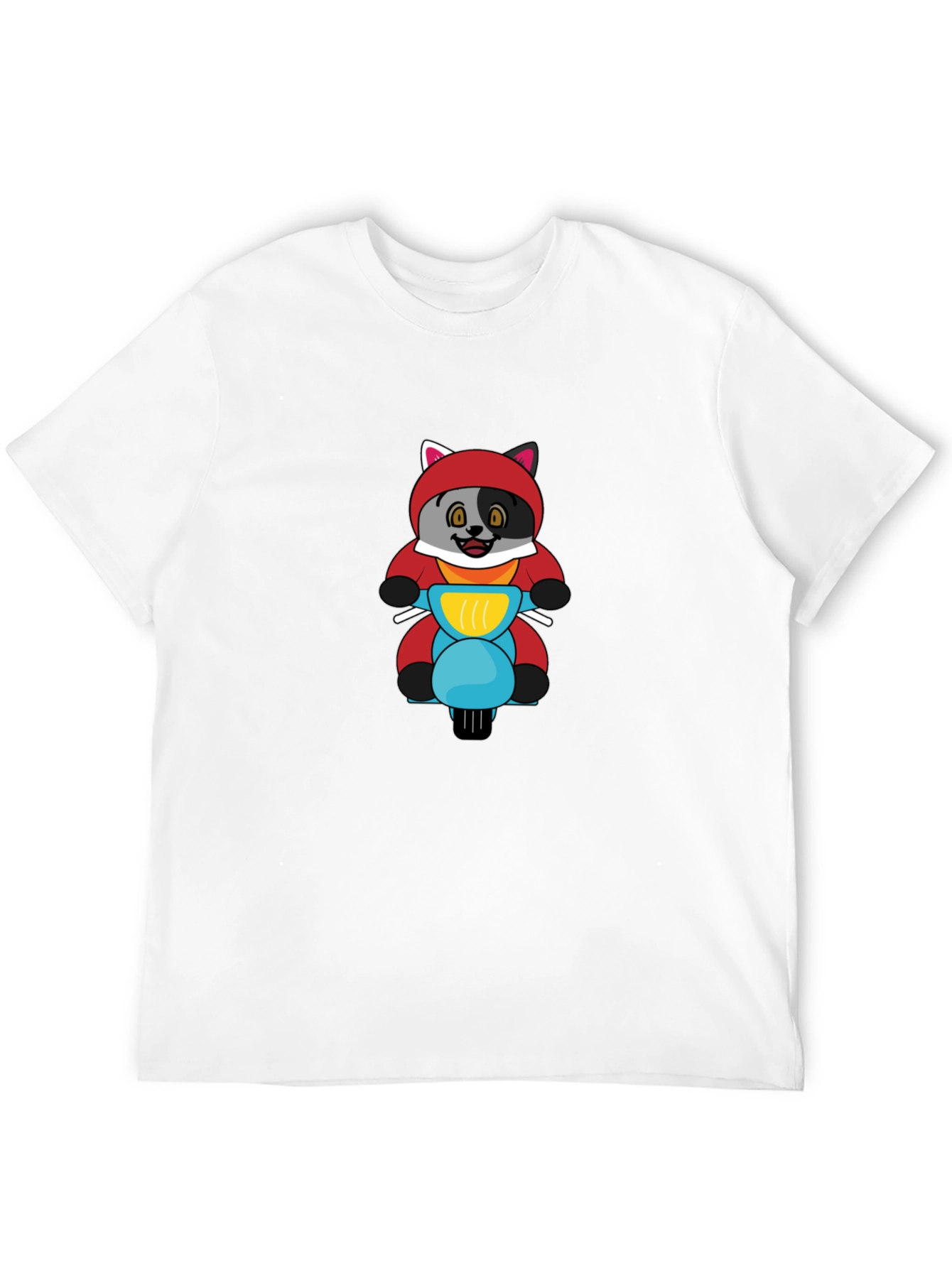 Cartoon Fox on Scooter Mens Black T-Shirt