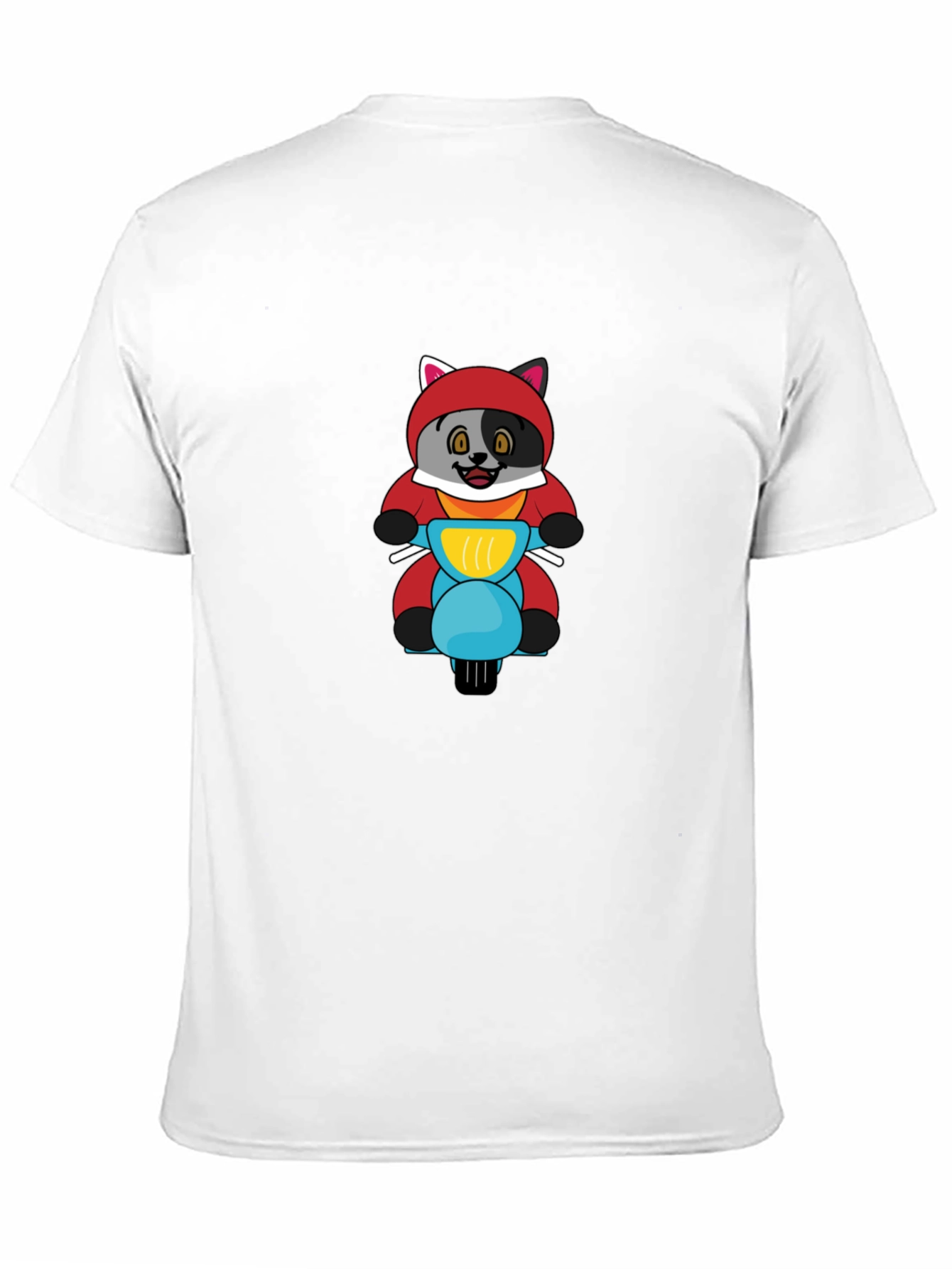 Cartoon Fox on Scooter Mens Black T-Shirt
