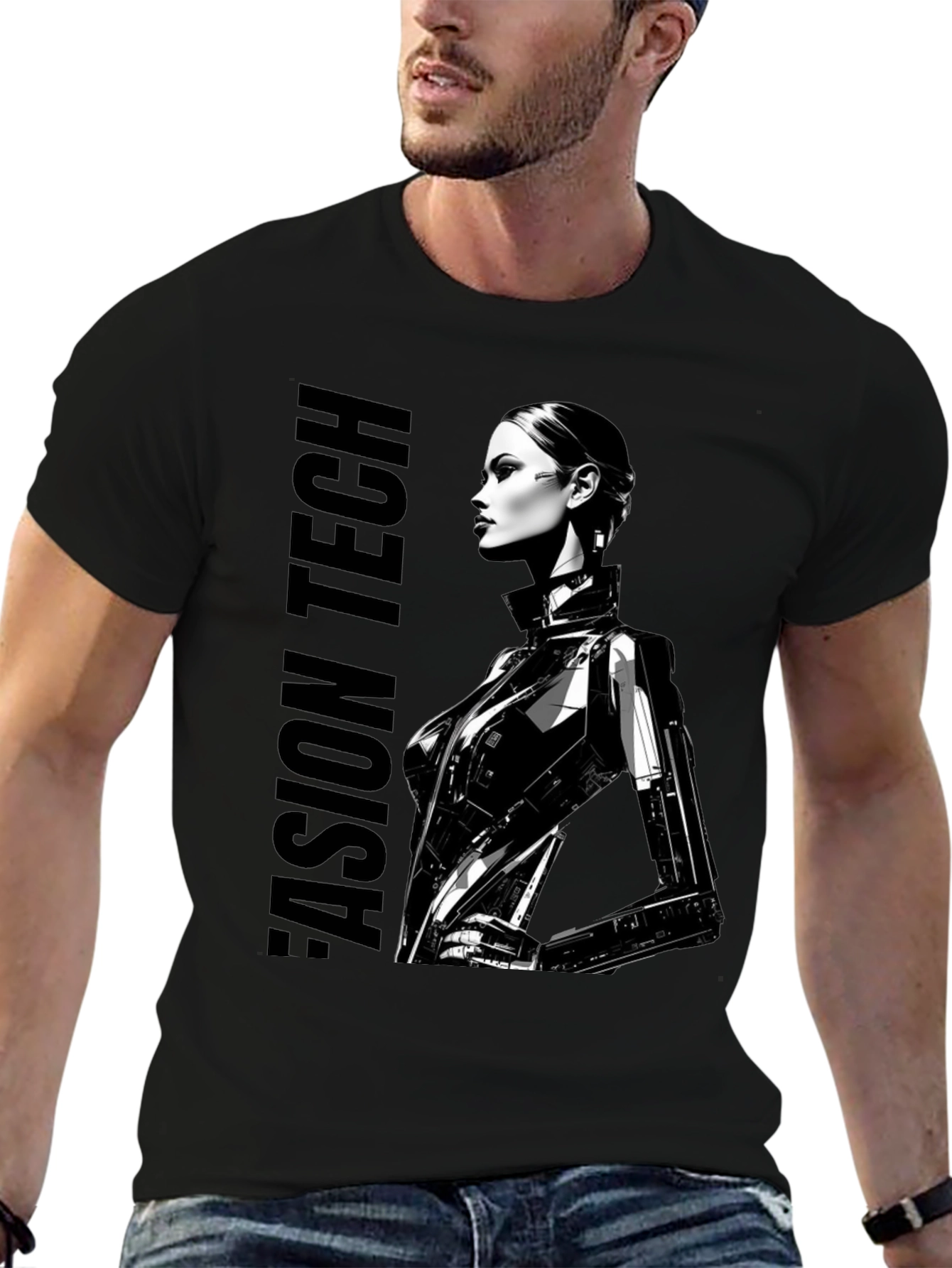 Cyberpunk Woman Graphic Tee - Fashion Tech Design