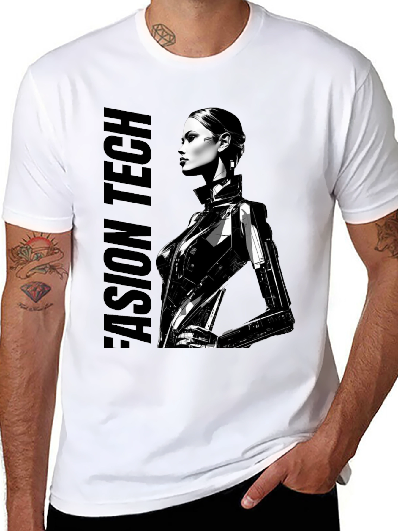 Cyberpunk Woman Graphic Tee - Fashion Tech Design