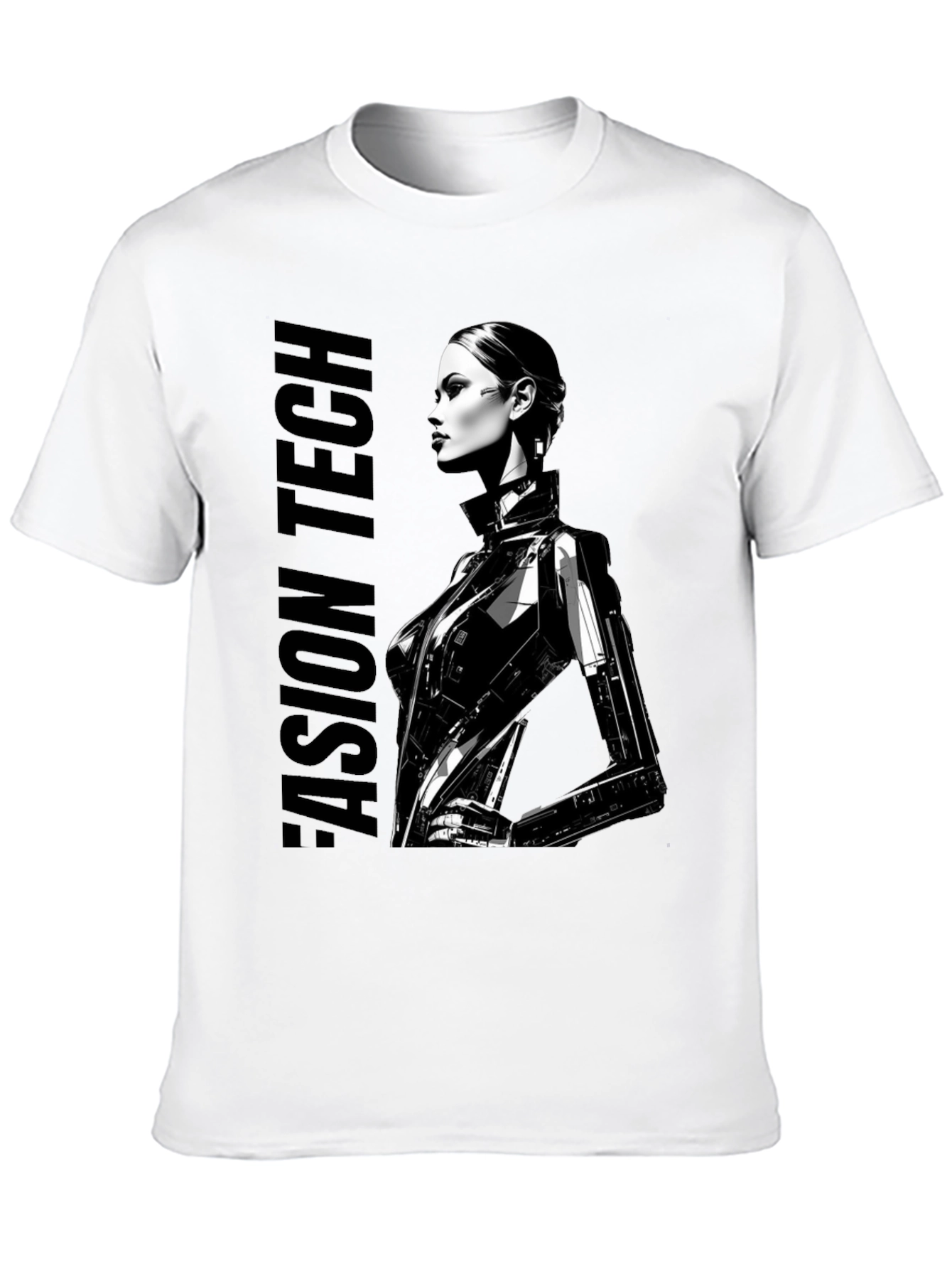 Cyberpunk Woman Graphic Tee - Fashion Tech Design