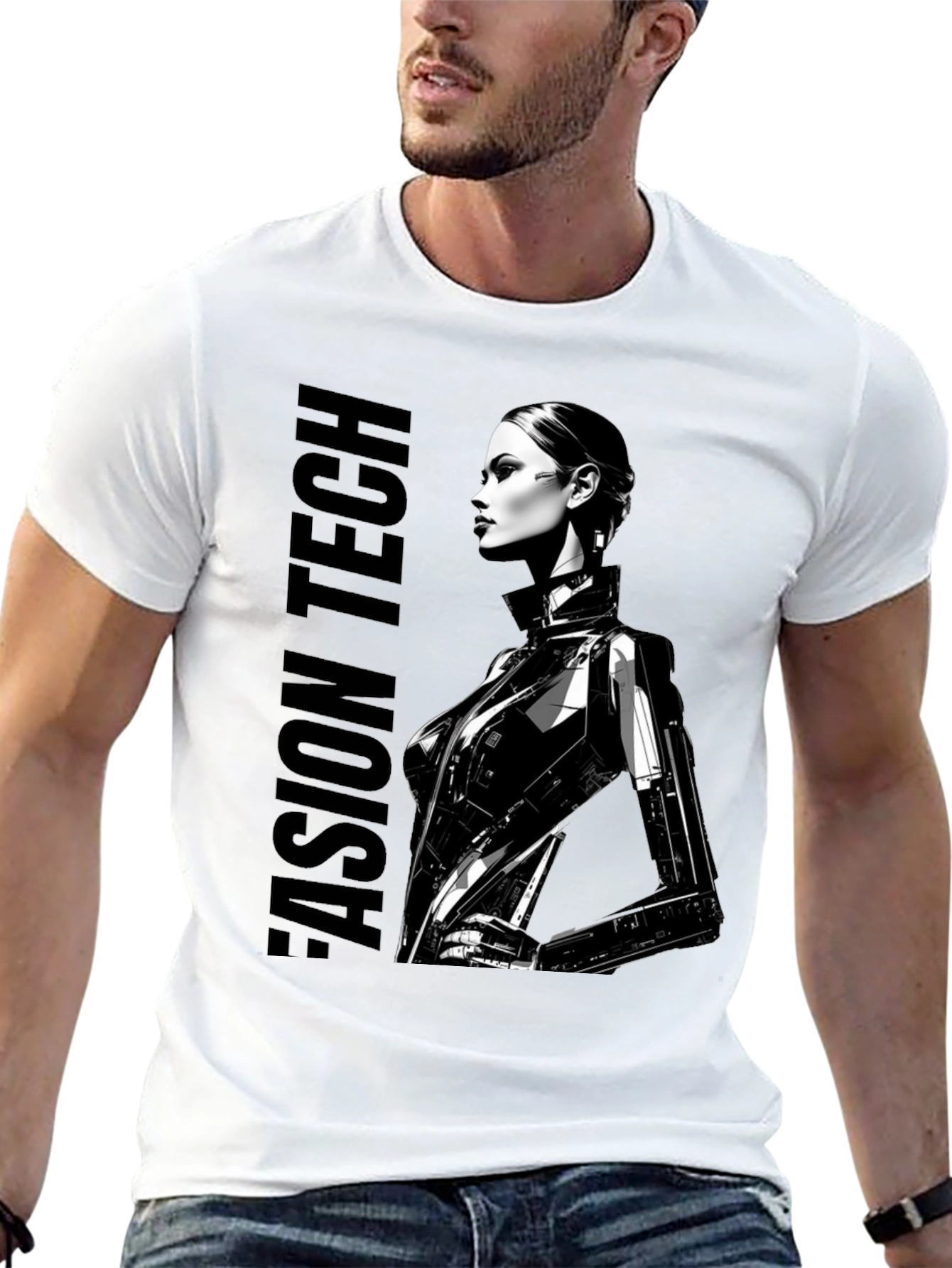 Cyberpunk Woman Graphic Tee - Fashion Tech Design