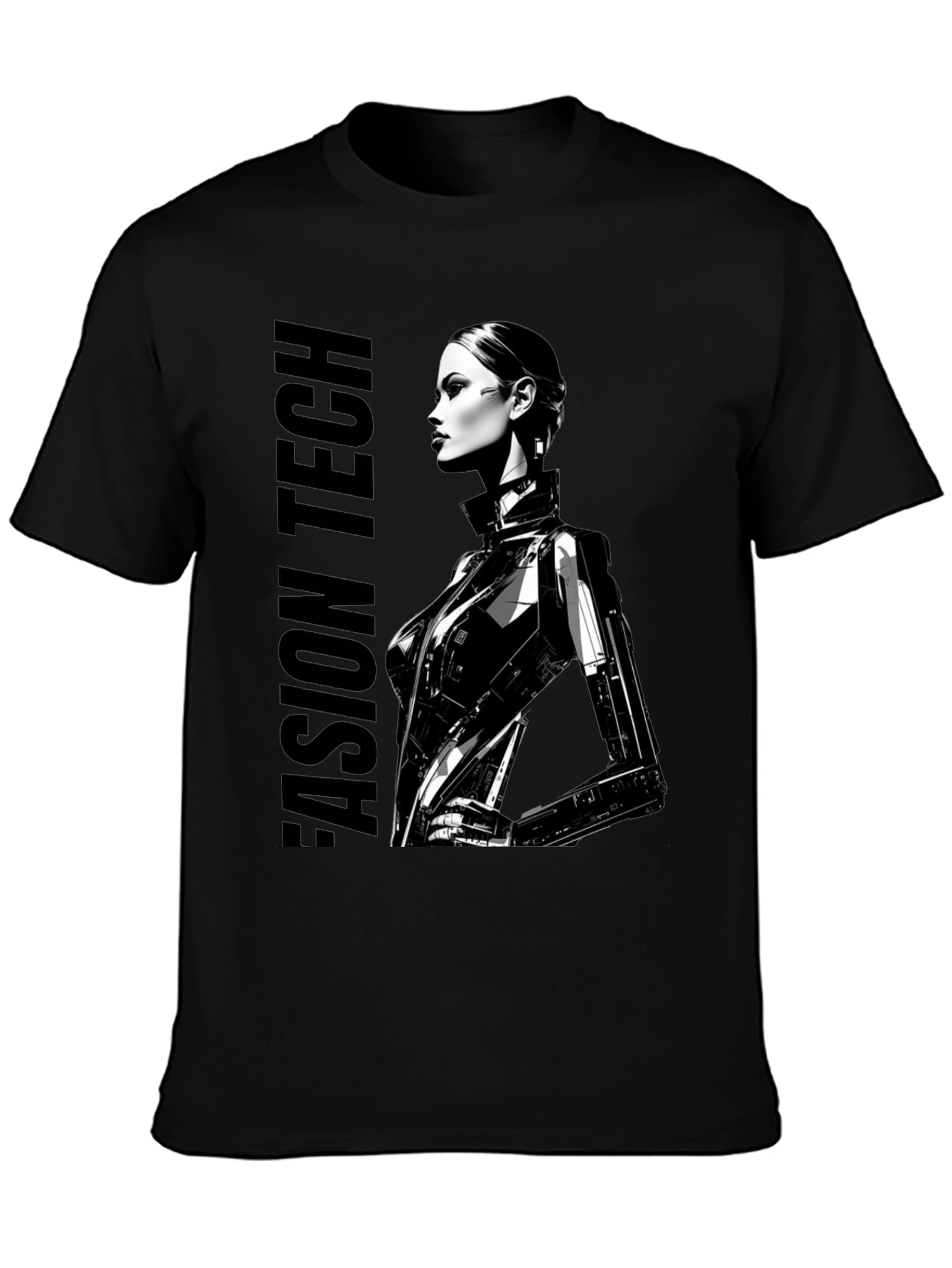 Cyberpunk Woman Graphic Tee - Fashion Tech Design