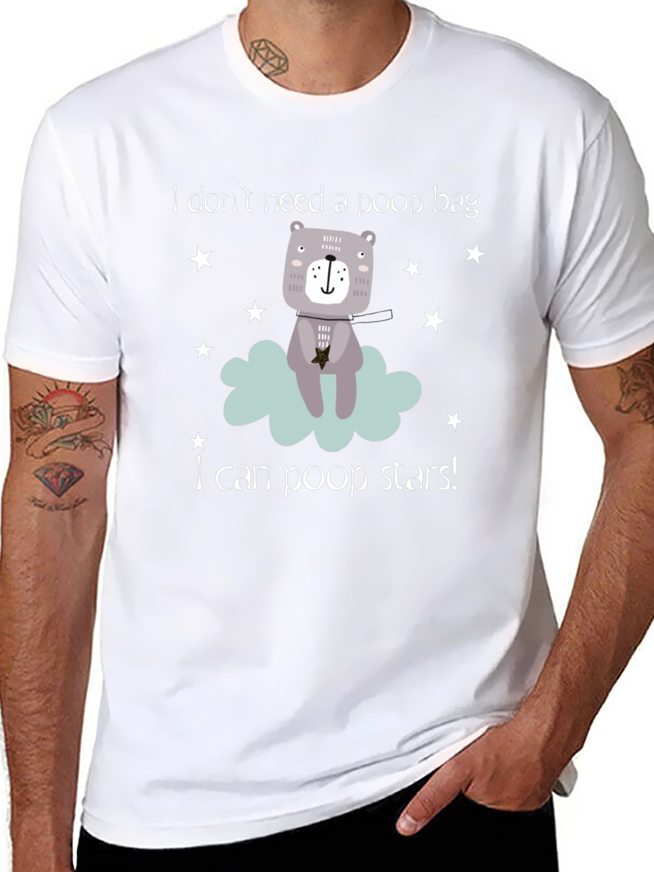 Funny I Can Poop Stars! Bear Graphic T-Shirt