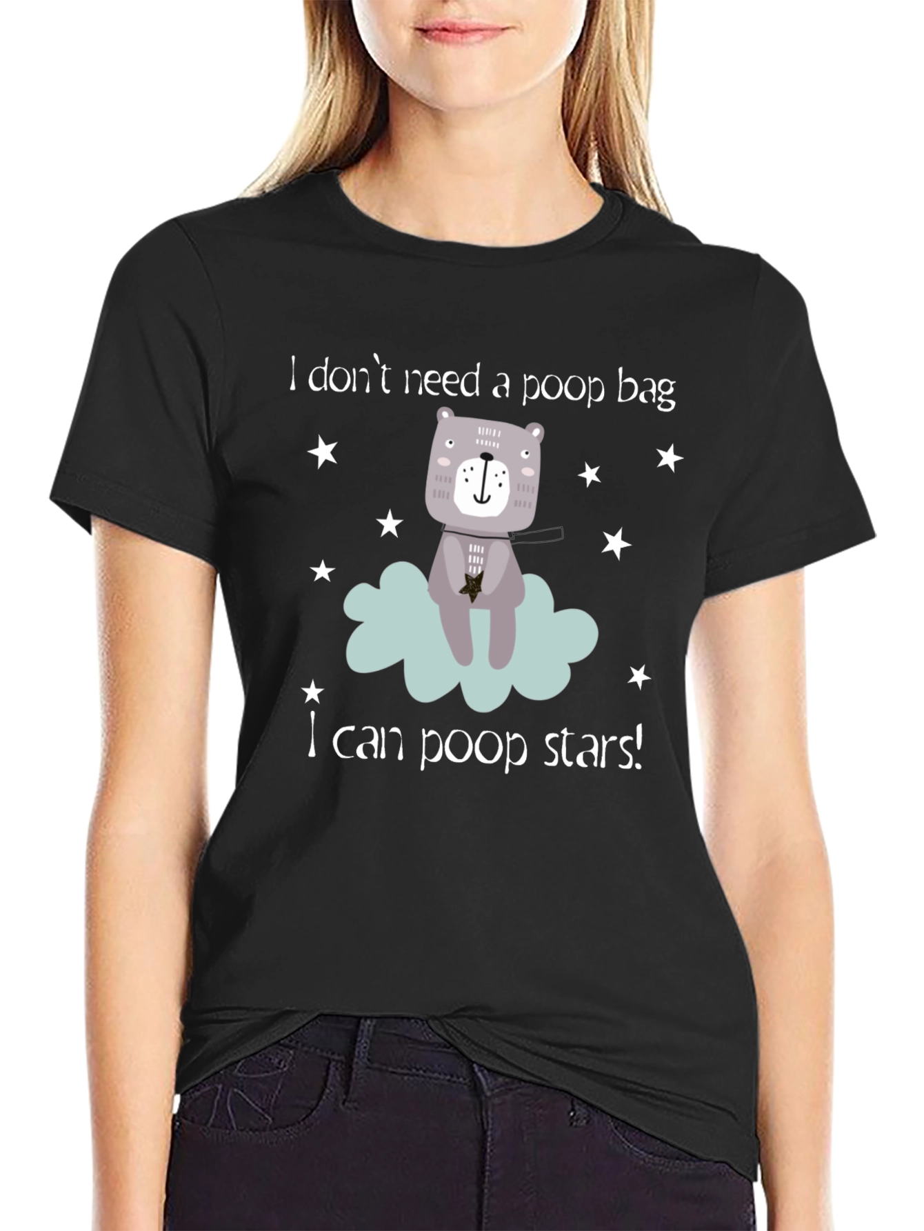 Funny I Can Poop Stars! Bear Graphic T-Shirt