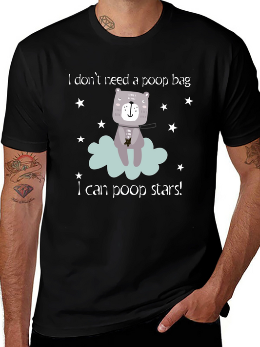 Funny I Can Poop Stars! Bear Graphic T-Shirt